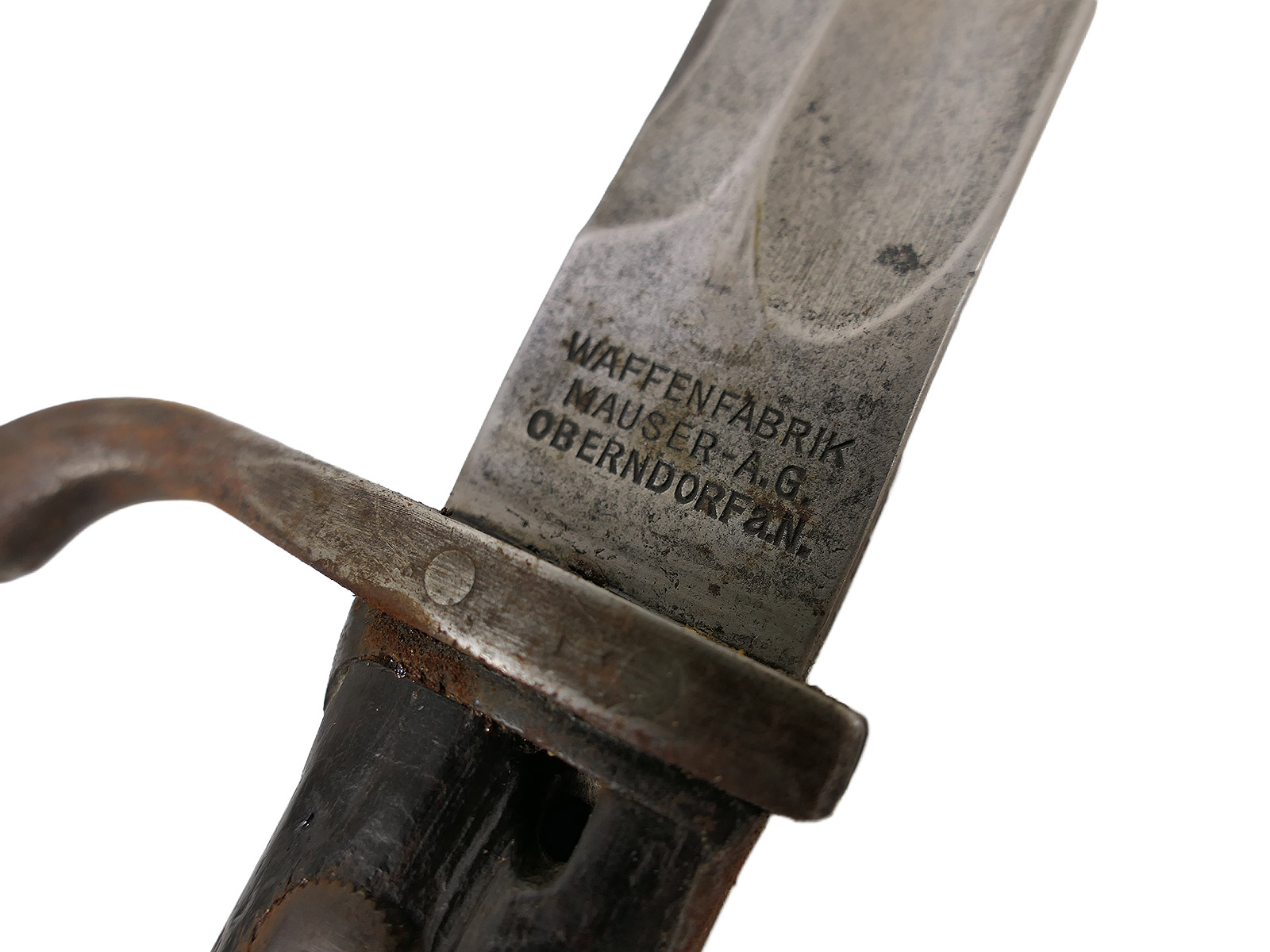 WK1 M98/05 bayonet, Mauser A.G. Oberndorf 1916, with acceptance mark and belt lug