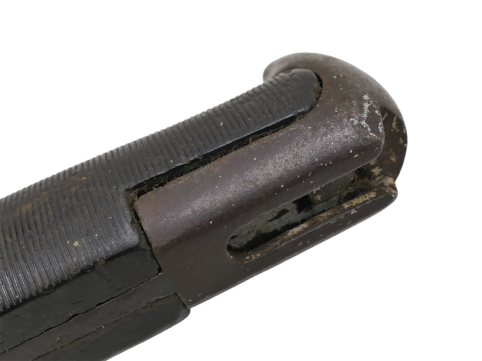 US Army WW2 M1 bayonet in scabbard for the M1 Garand carbine / Collection: BATTLE WORN