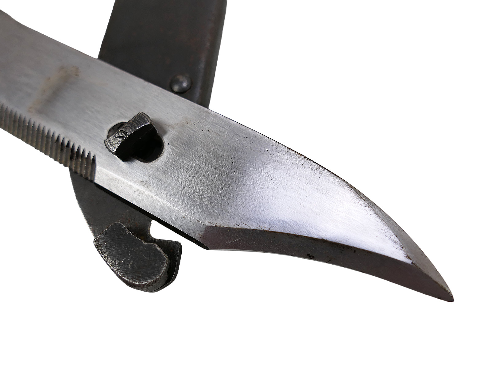 Original NVA side sword / bayonet for AK47 and AK74 Kalashnikovs, with black plastic handle and wire cutter