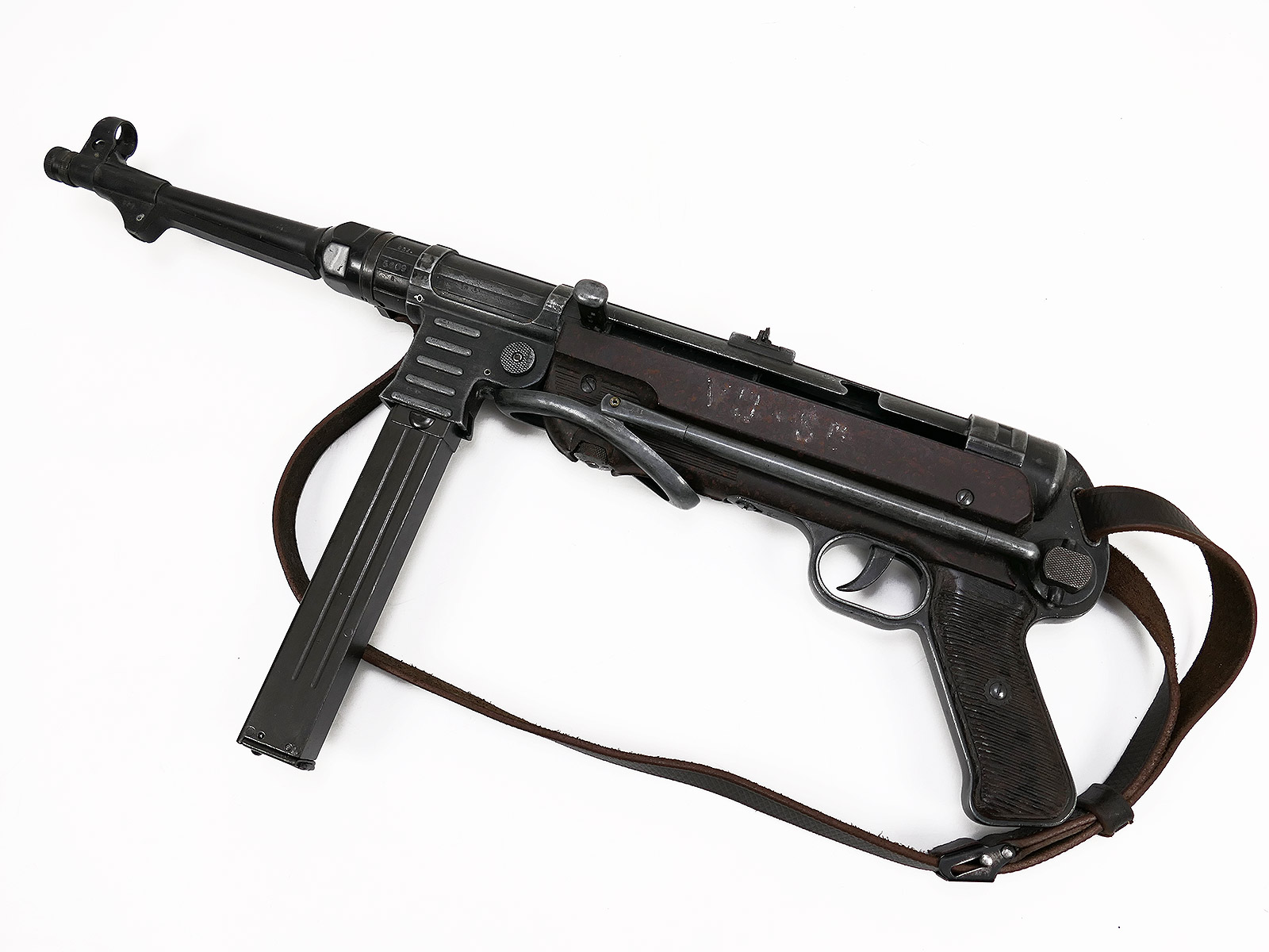 One-off metal MP40 submachine gun – Wehrmacht decorative model with original parts / carrying strap