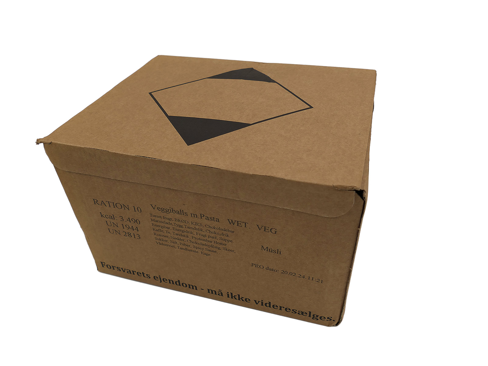 1x DK Danish ARMY EPA MRE 1x Combat Ration FOOD CARTON Menu "10" VEGGIBALLS with PASTA 24h 3500 kcal.