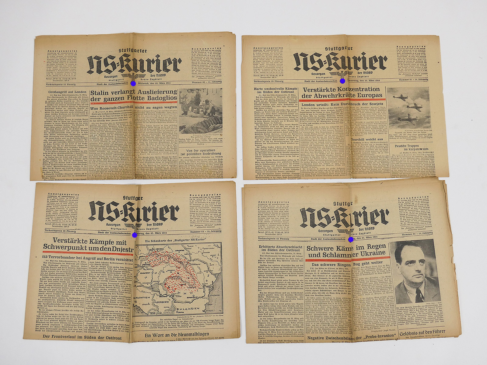 #K7/ 4x Stuttgarter NS-Kurier Zeitung 14.Jg. issues March 1944 Journal of the NSDAP Gauorgan