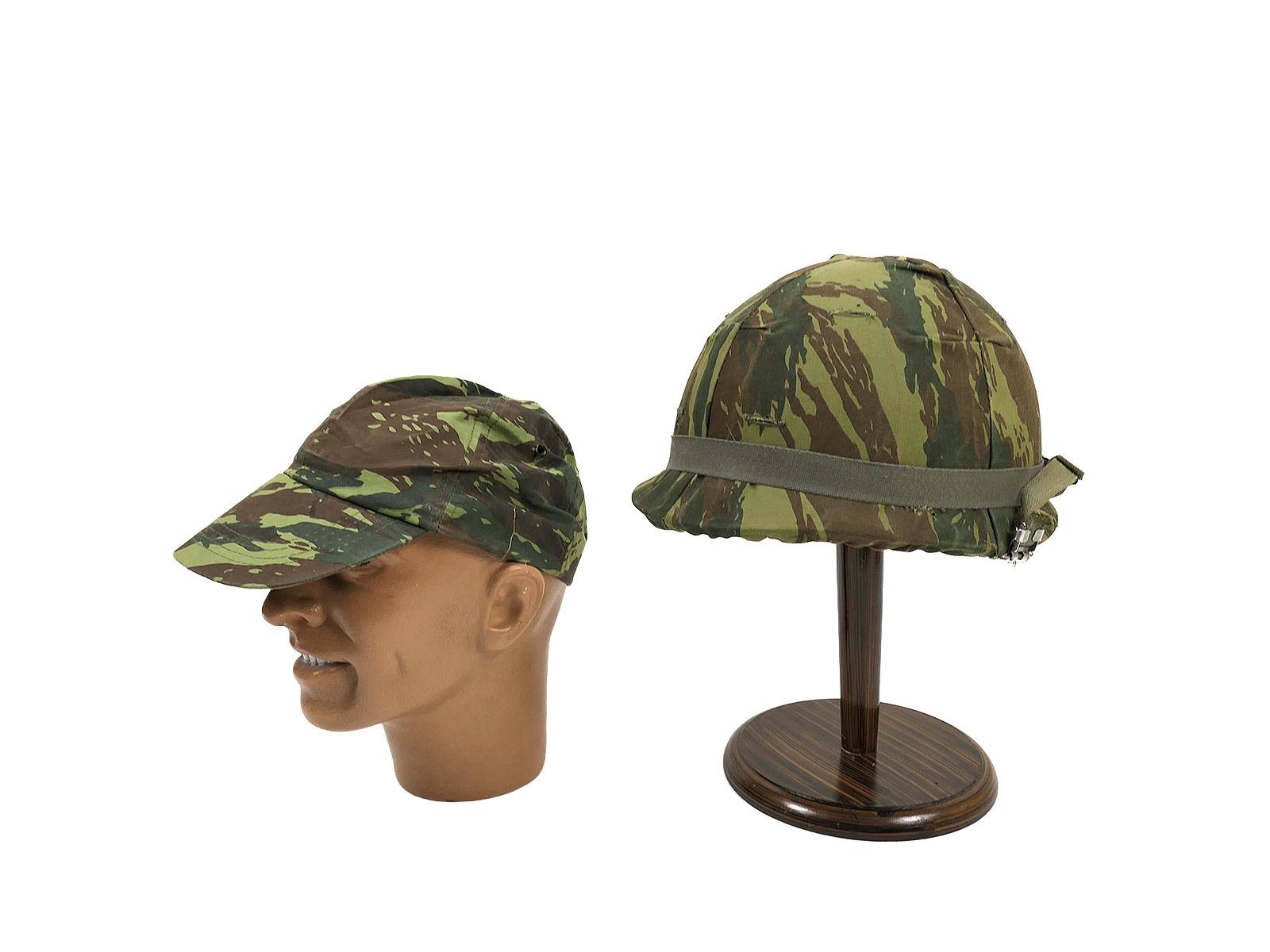 Greek / French ARMY M1 Paratrooper steel helmet / liner with LIZARD helmet cover and cap