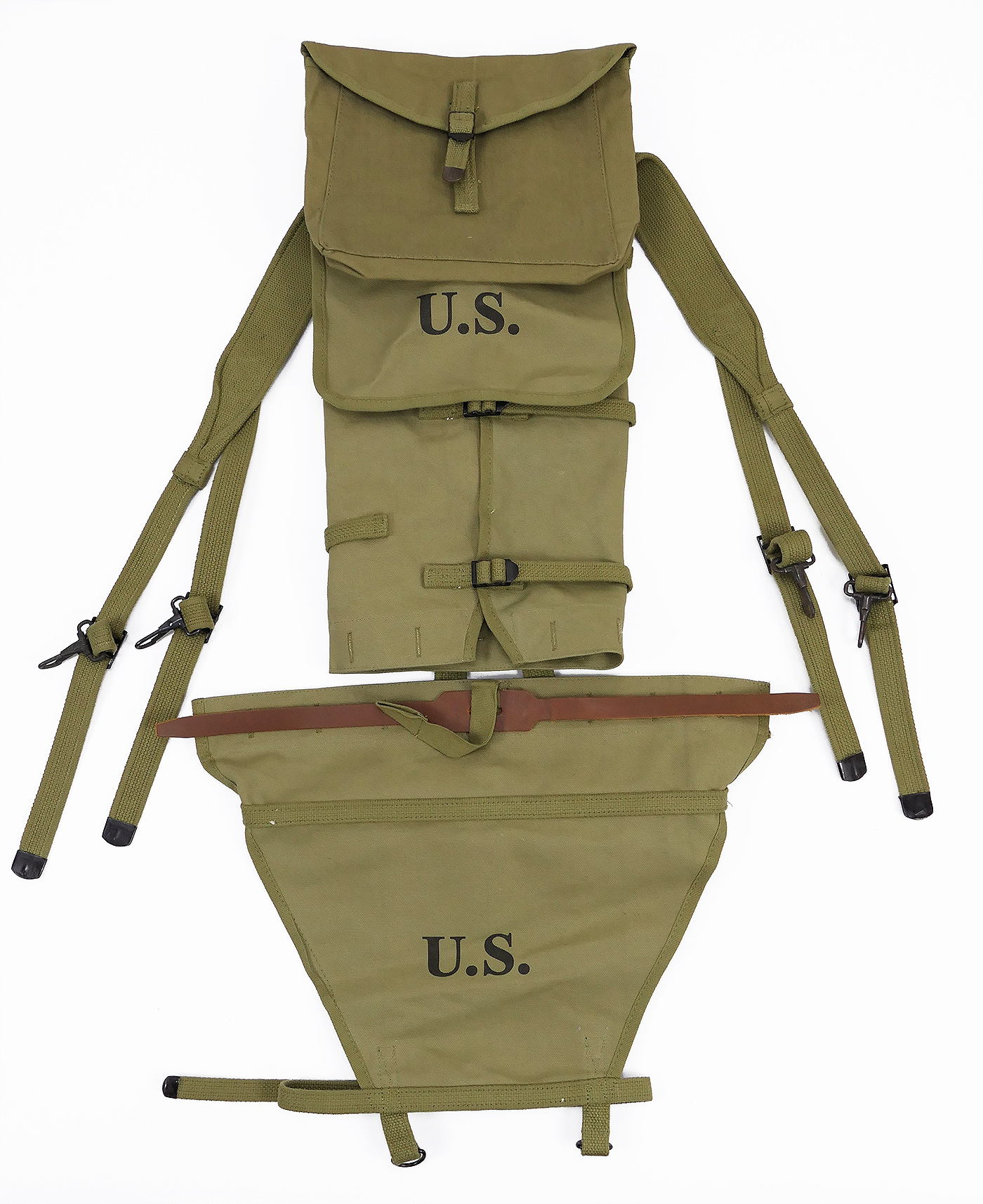 P1457637_NEU SET US M-1928 Haversack db.mfg.42 assault bag + harness extension + cookware bag