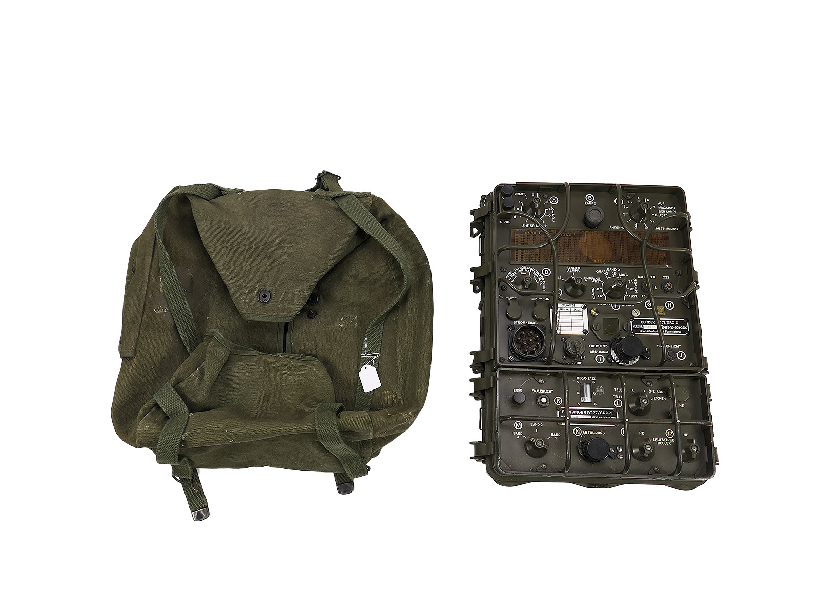 #A/ US ARMY / Telefunken RECEIVER TRANSMITTER RT-77 / GRC-9 Radio Transmitter Receiver Radio + bag 