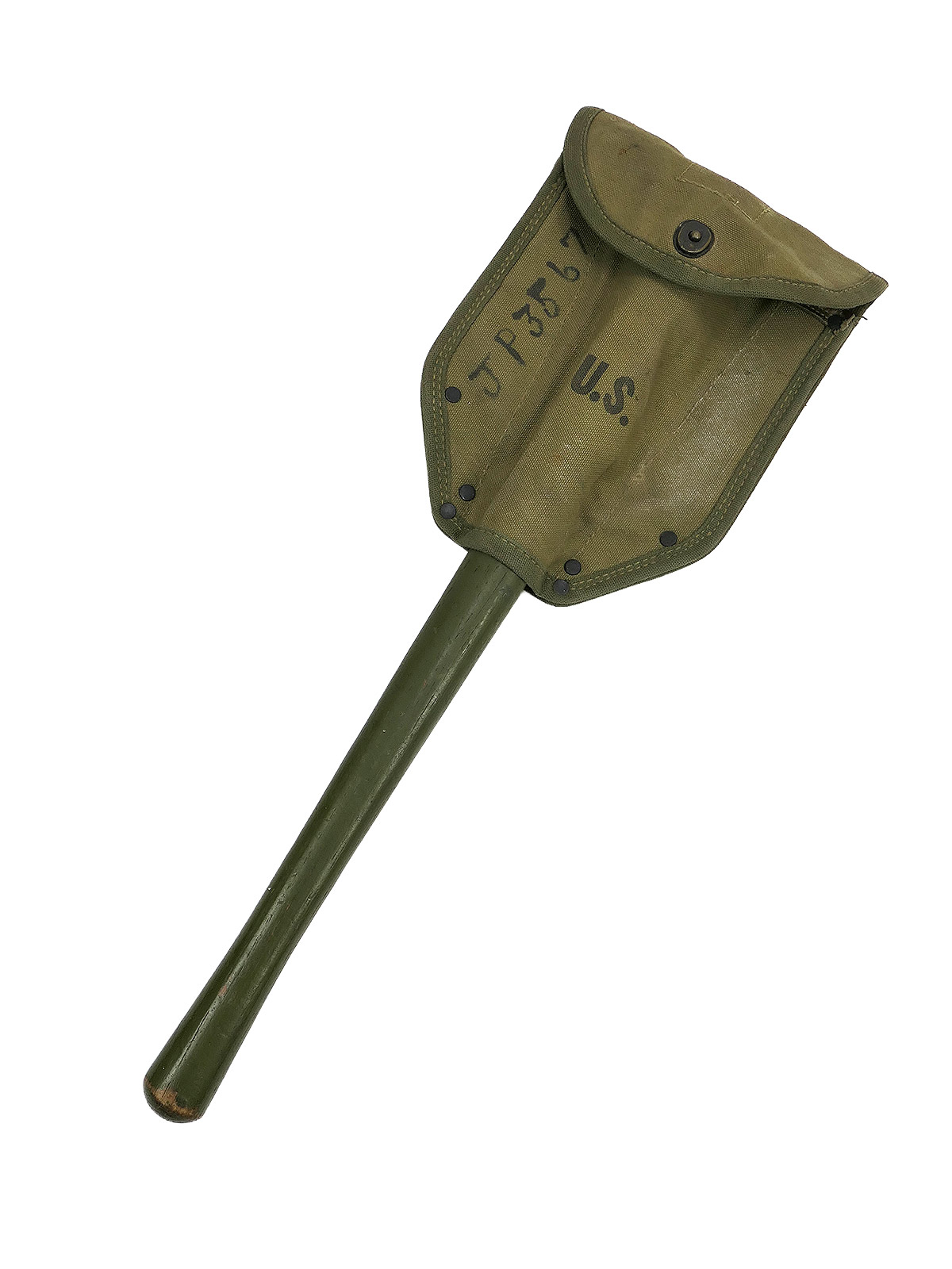 ORIGINAL US ARMY WW2 Folding Spade with Pouch – Entrenching Tool Collection – BATTLE WORN