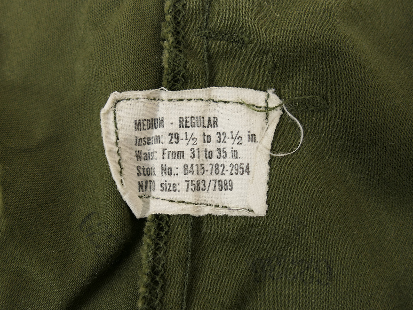 One-off vintage original US Army M-1965 Field Trousers (Cold Weather) – size MEDIUM, dated 1974