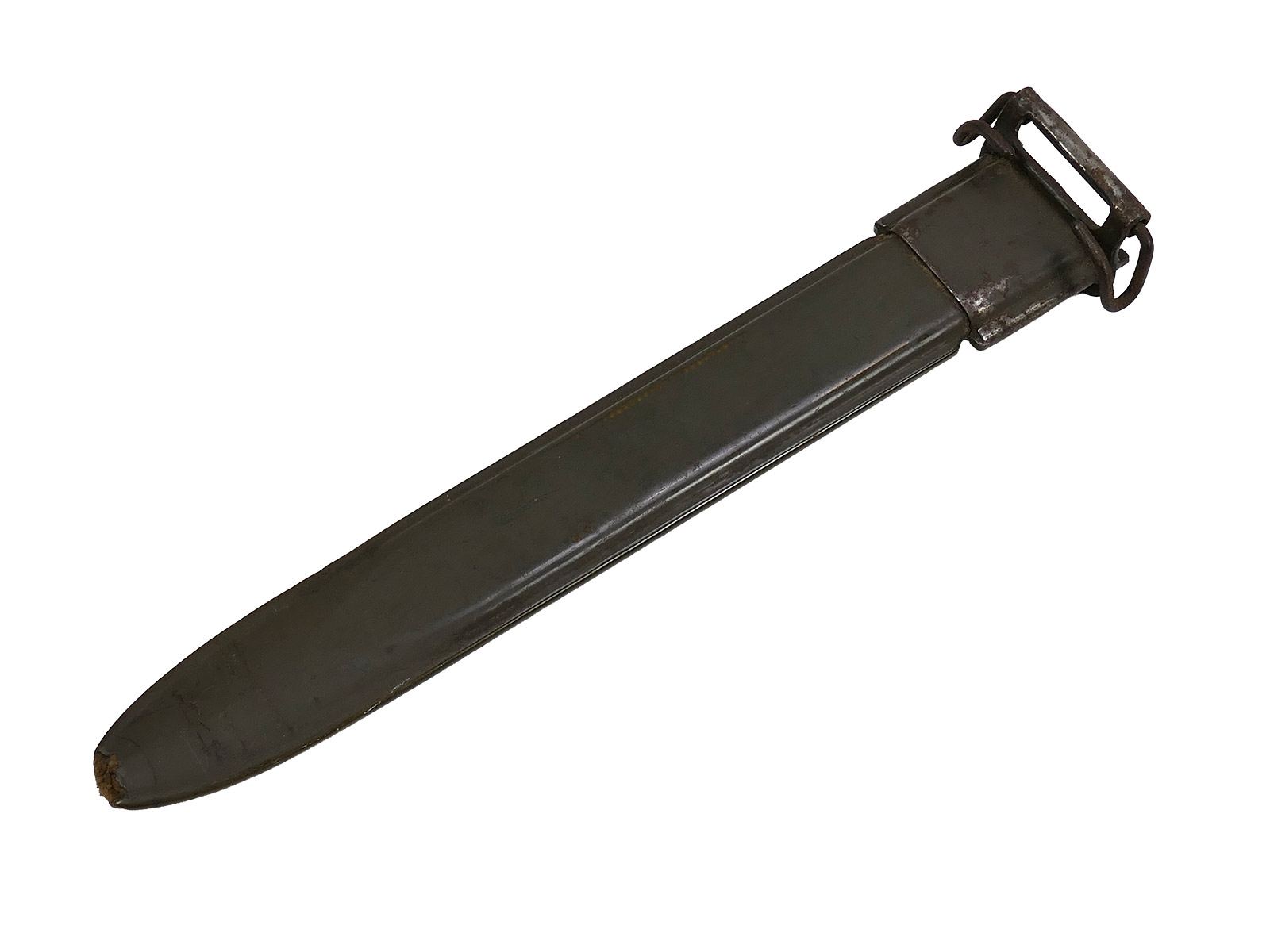 US Army WW2 M1 bayonet in scabbard for the M1 Garand carbine / Collection: BATTLE WORN