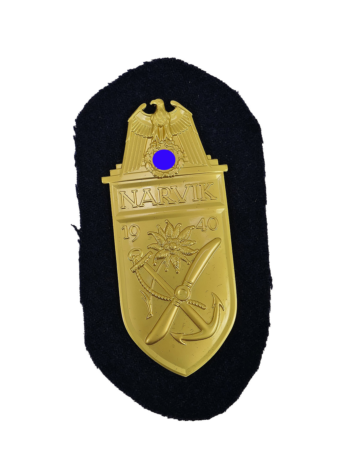 German Navy Sleeve Badge NARVIK 1940 Narvik Badge – Gold on Dark Blue