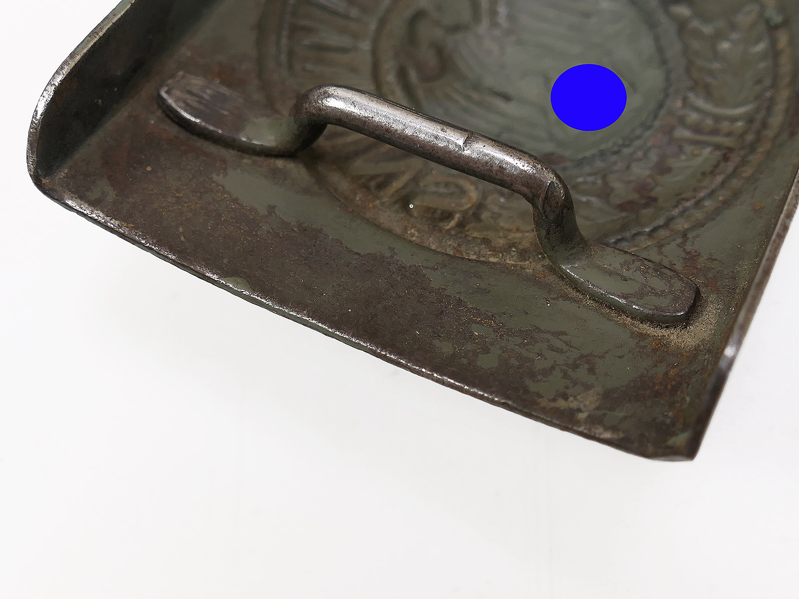 Wehrmacht belt buckle by C.W. Motz, 1941, Brandenburg/Havel, with leather tongue – COLLECTION BATTLE WORN