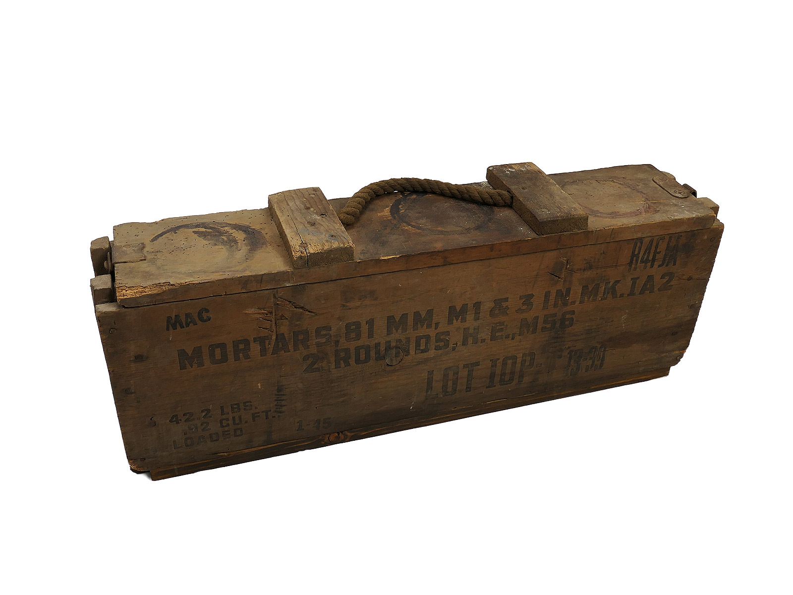Original US ARMY ammunition box Mortars 81mm mortar shells wooden box Collection BATTLE WORN
