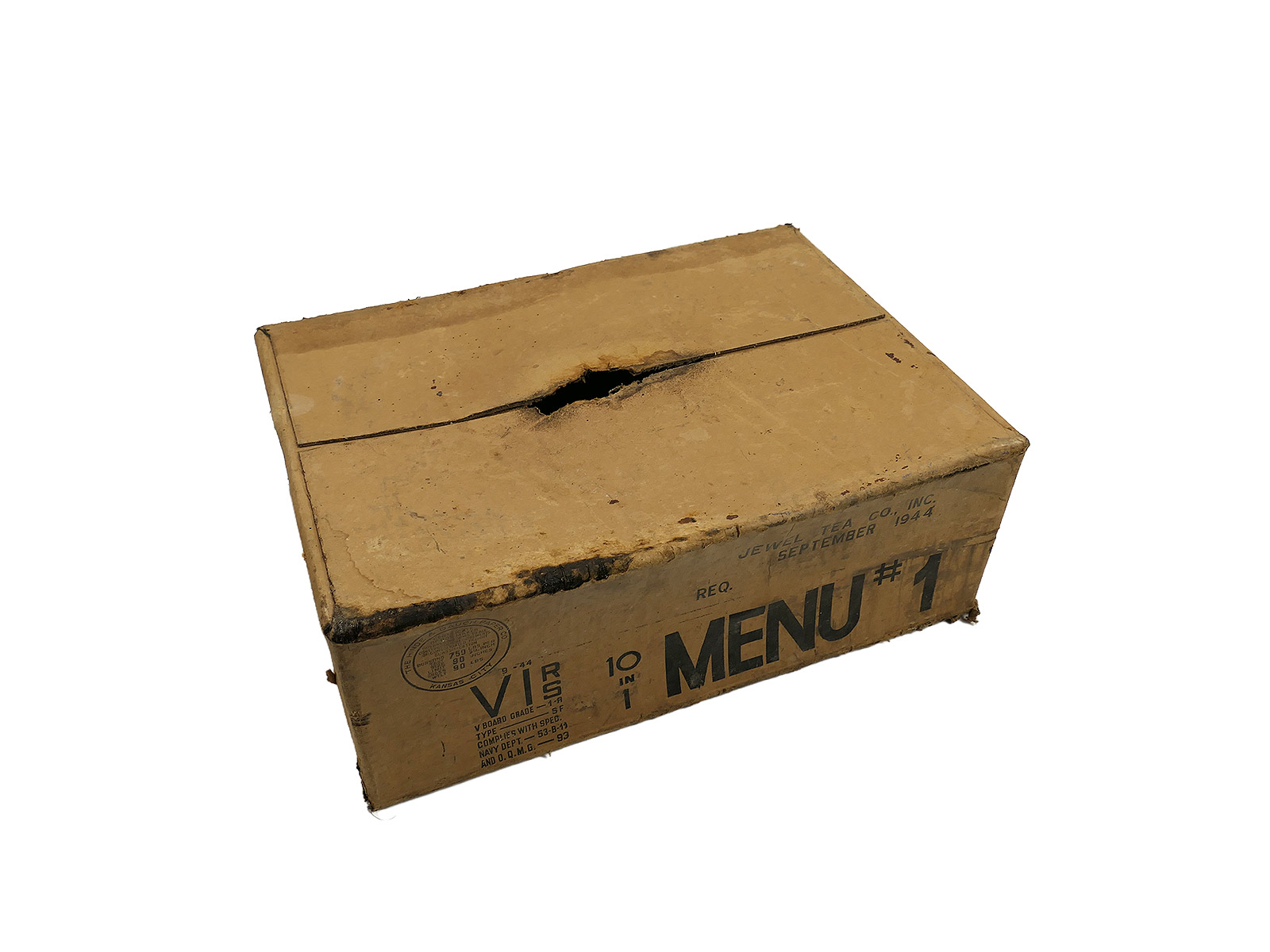 #C Original US Army WW2 outer packaging box f. Ration Ration 1944 for 10x Menu #1