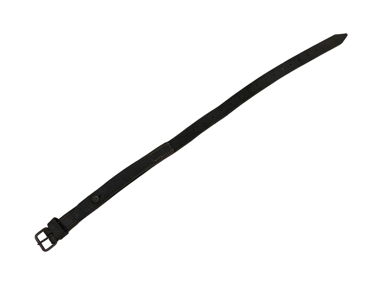 #1/ Wehrmacht knapsack strap – leather strap made from tent fabric, dated 1943 – COLLECTION BATTLE WORN