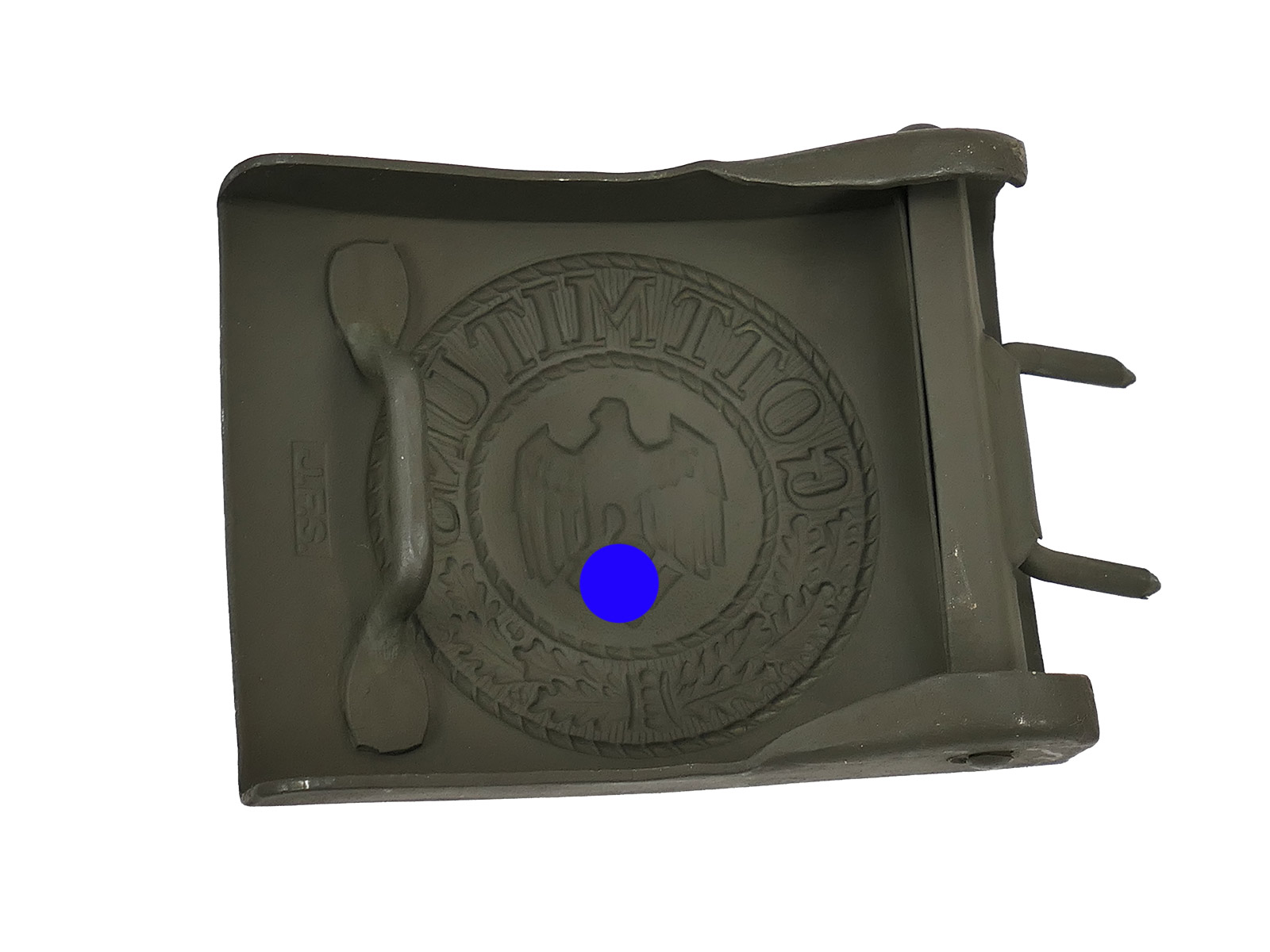 Wehrmacht Army belt buckle, steel, J.F.S., field grey, belt buckle, COLLECTION, BATTLE-WORN