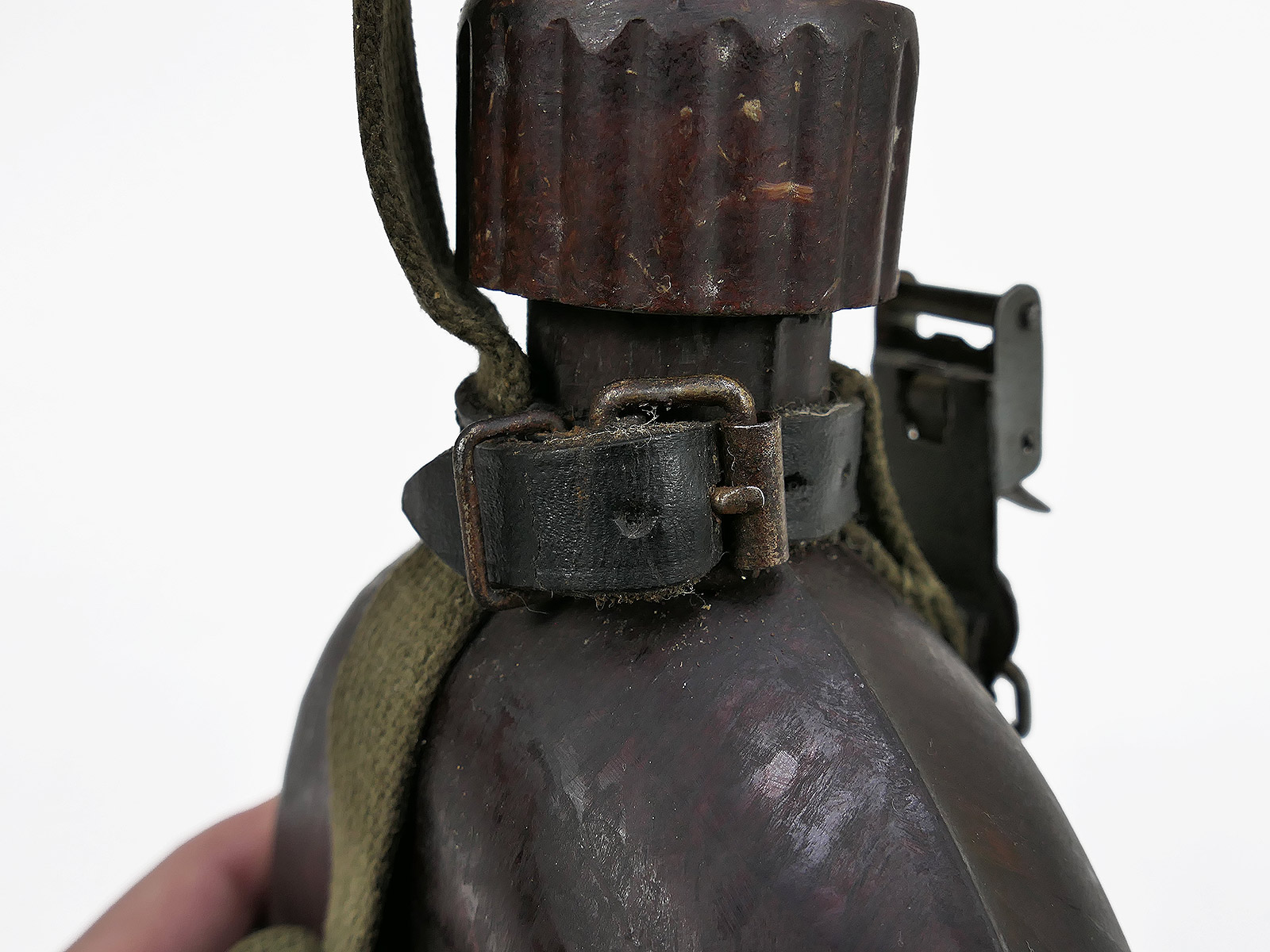 Wehrmacht DAK Afrika Korps coconut field flask, tropical, RITTER ALFURIT, with cup – COLLECTION, BATTLE-WORN