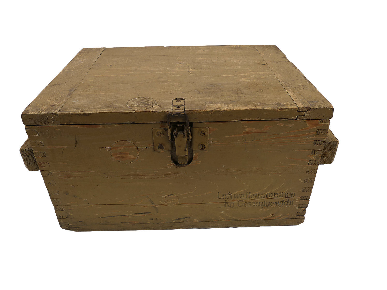 Luftwaffe ammunition box, wooden box, Luftwaffe ammunition box from 1943 onwards, original colour