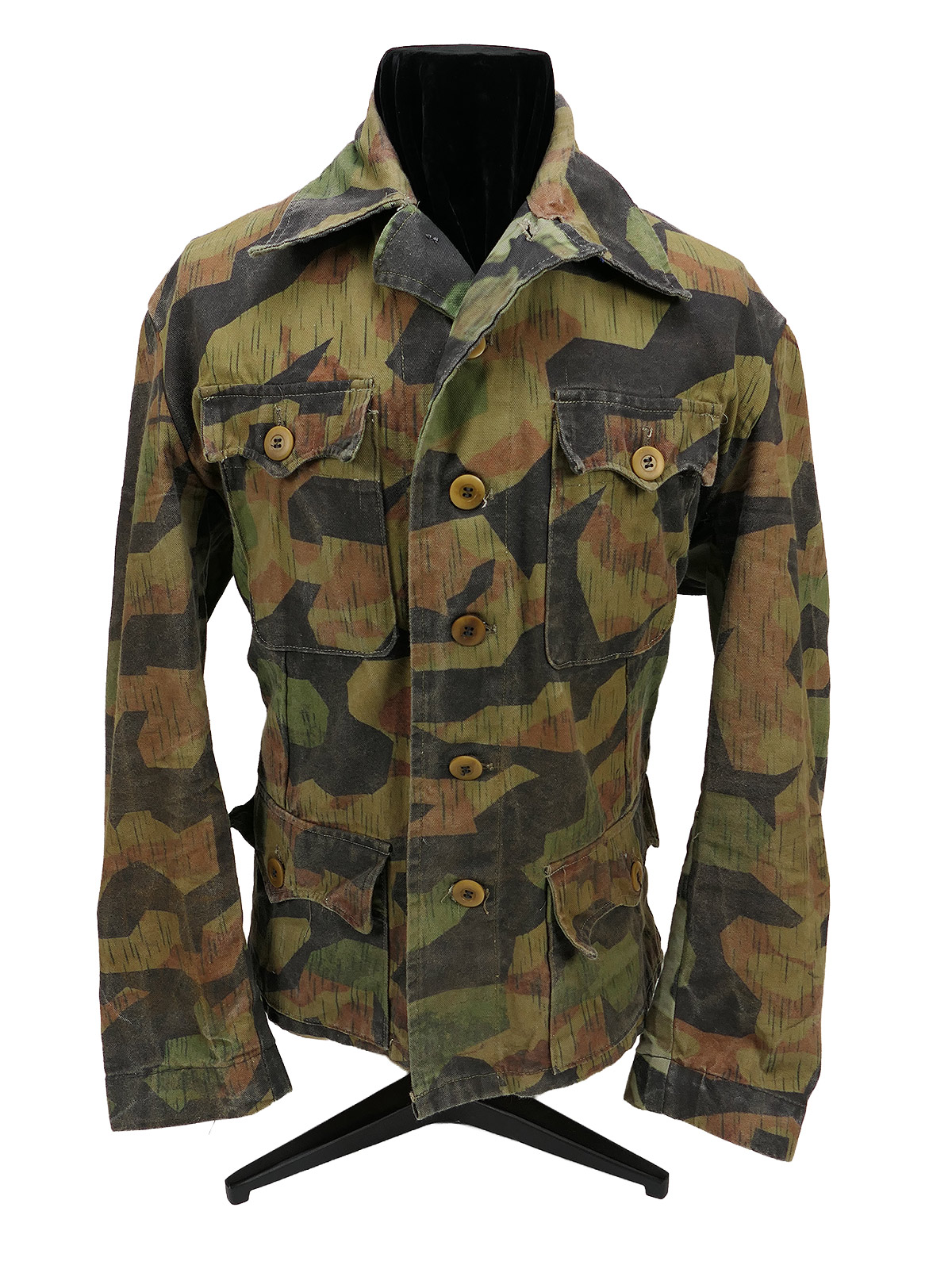 UNIQUE - Front-seam construction M42 splinter camouflage / Leibertarn overprint four-pocket skirt uniform camouflage jacket BATTLE WORN