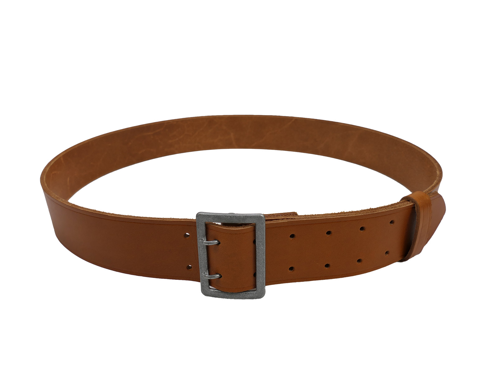 Officer’s double-pronged belt, brown, 50 mm, leather belt, brown, total length 125 cm, COLLECTION