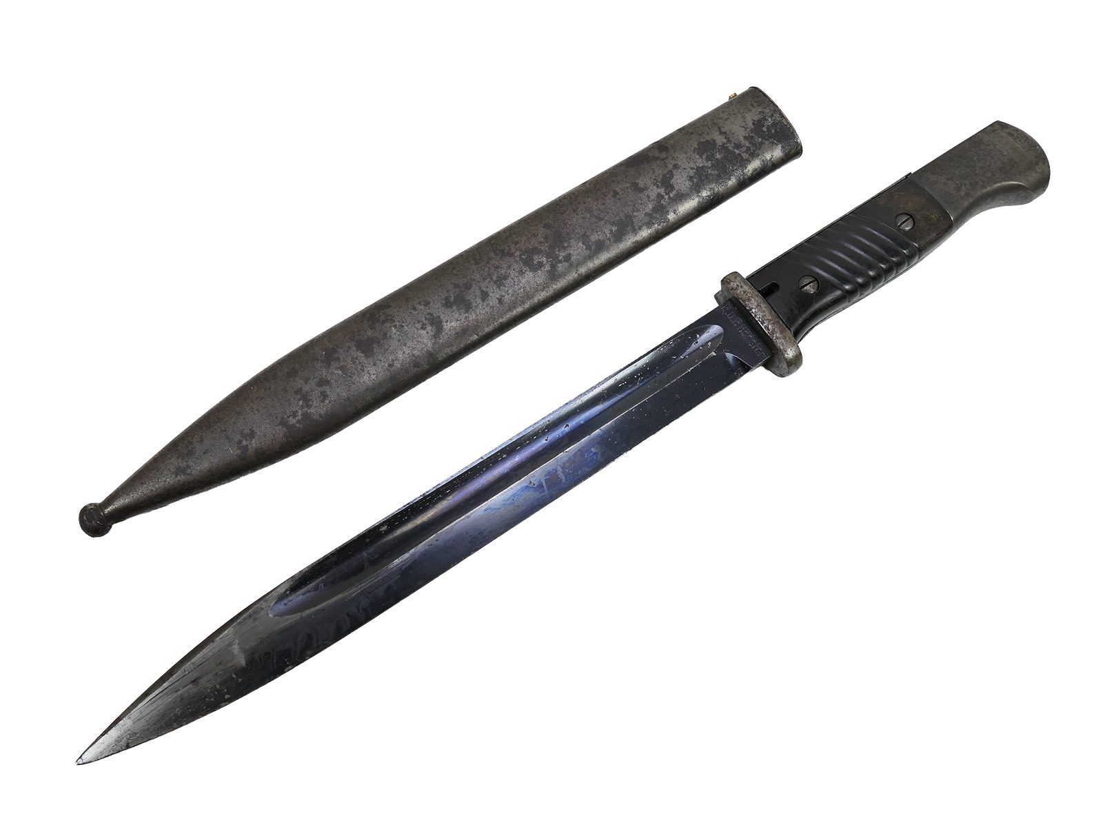 Wehrmacht M84/98 K98 bayonet / side-mounted bayonet – matching serial numbers – Hörster 1938 – battle-worn