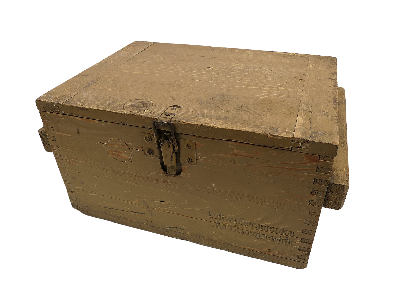 Luftwaffe ammunition box, wooden box, Luftwaffe ammunition box from 1943 onwards, original colour
