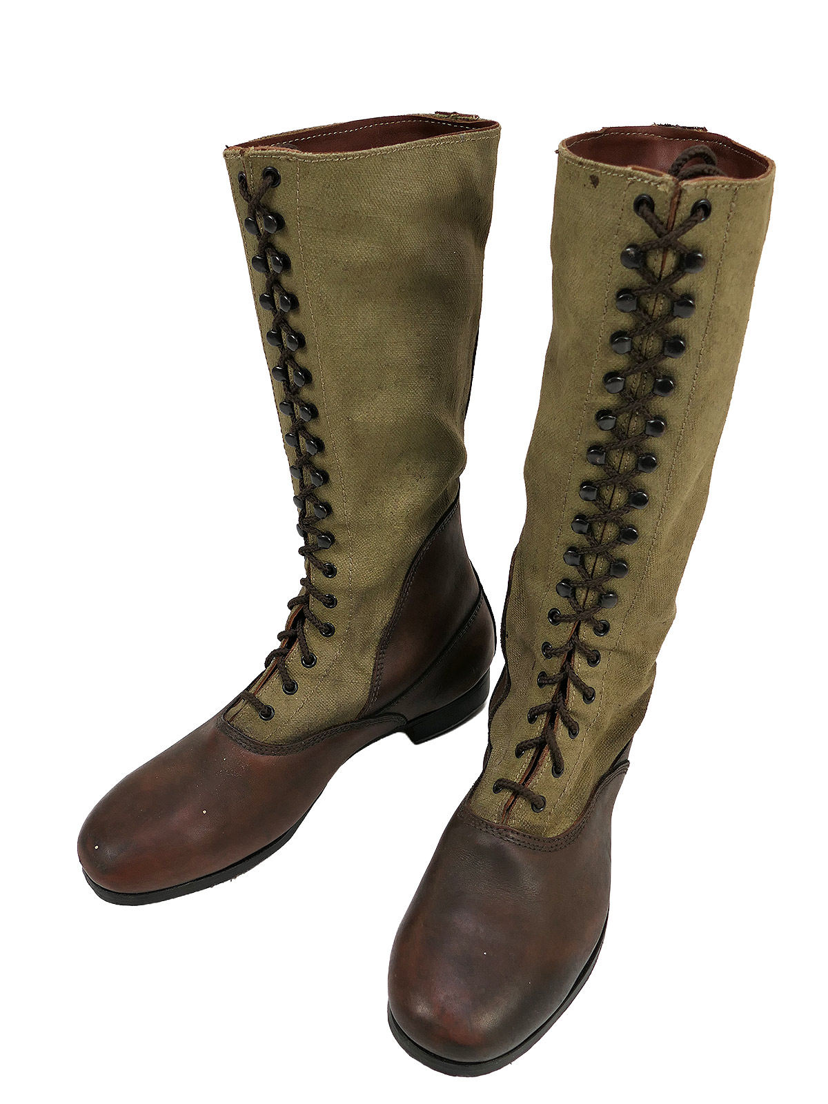 Single pair – Wehrmacht DAK high-top tropical boots, Afrika Korps boots, size 46, COLLECTION BATTLE WORN
