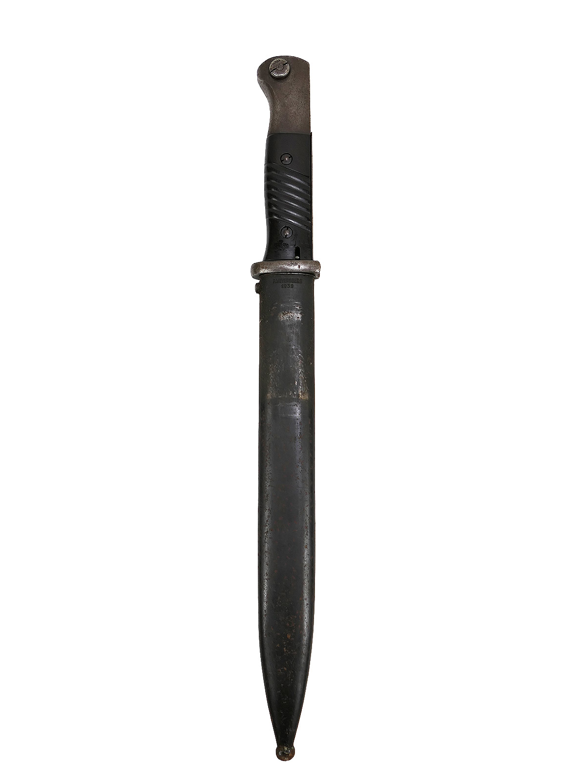 Wehrmacht M84/98 bayonet by Jos Corts, 1940 K98 carbine / fixed bayonet with scabbard, BATTLE-WORN