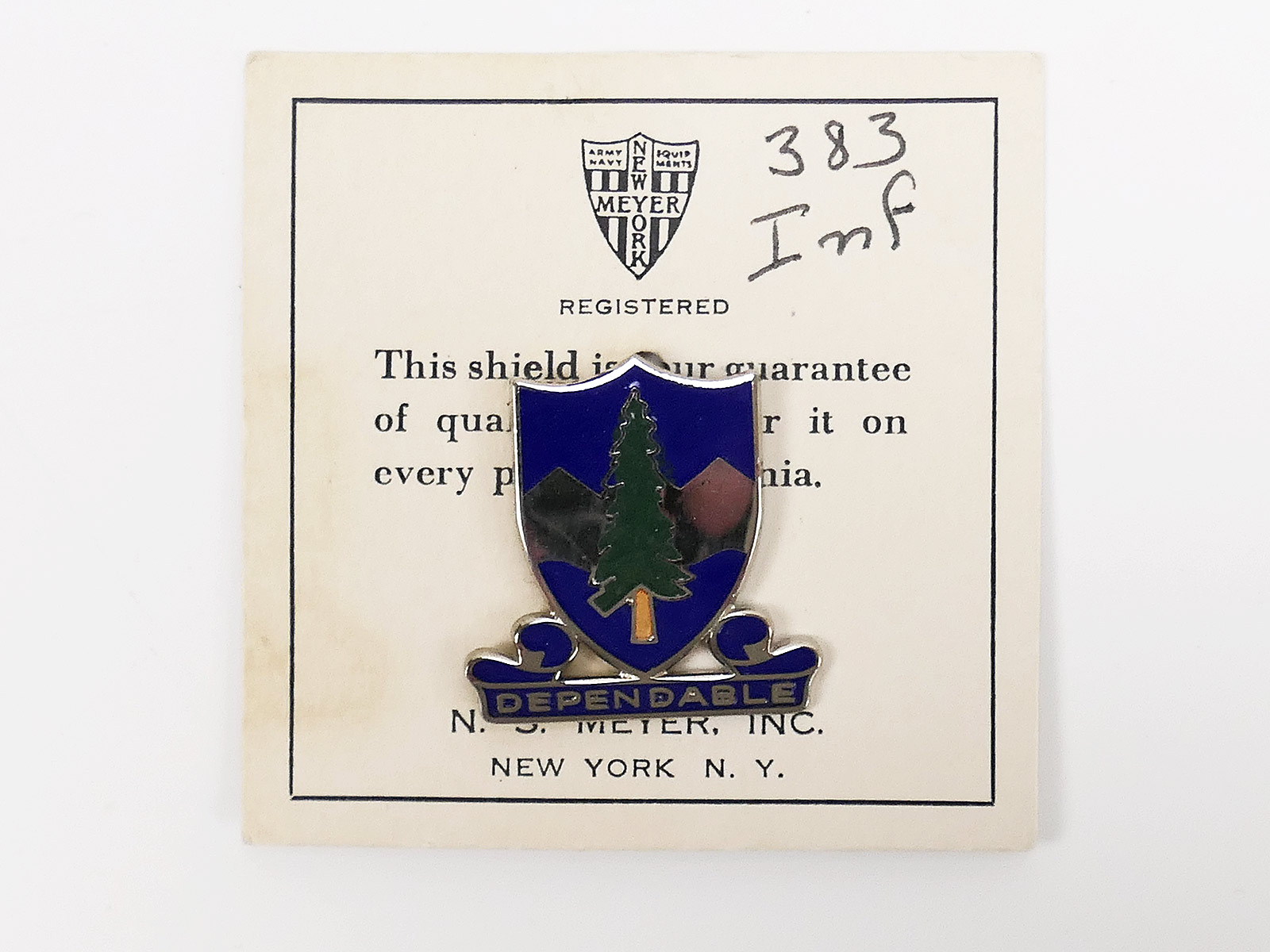 US WW2 Military Unit Crests Insignia 383rd INFANTRY REGIMENT Pin Medal Badge Badge