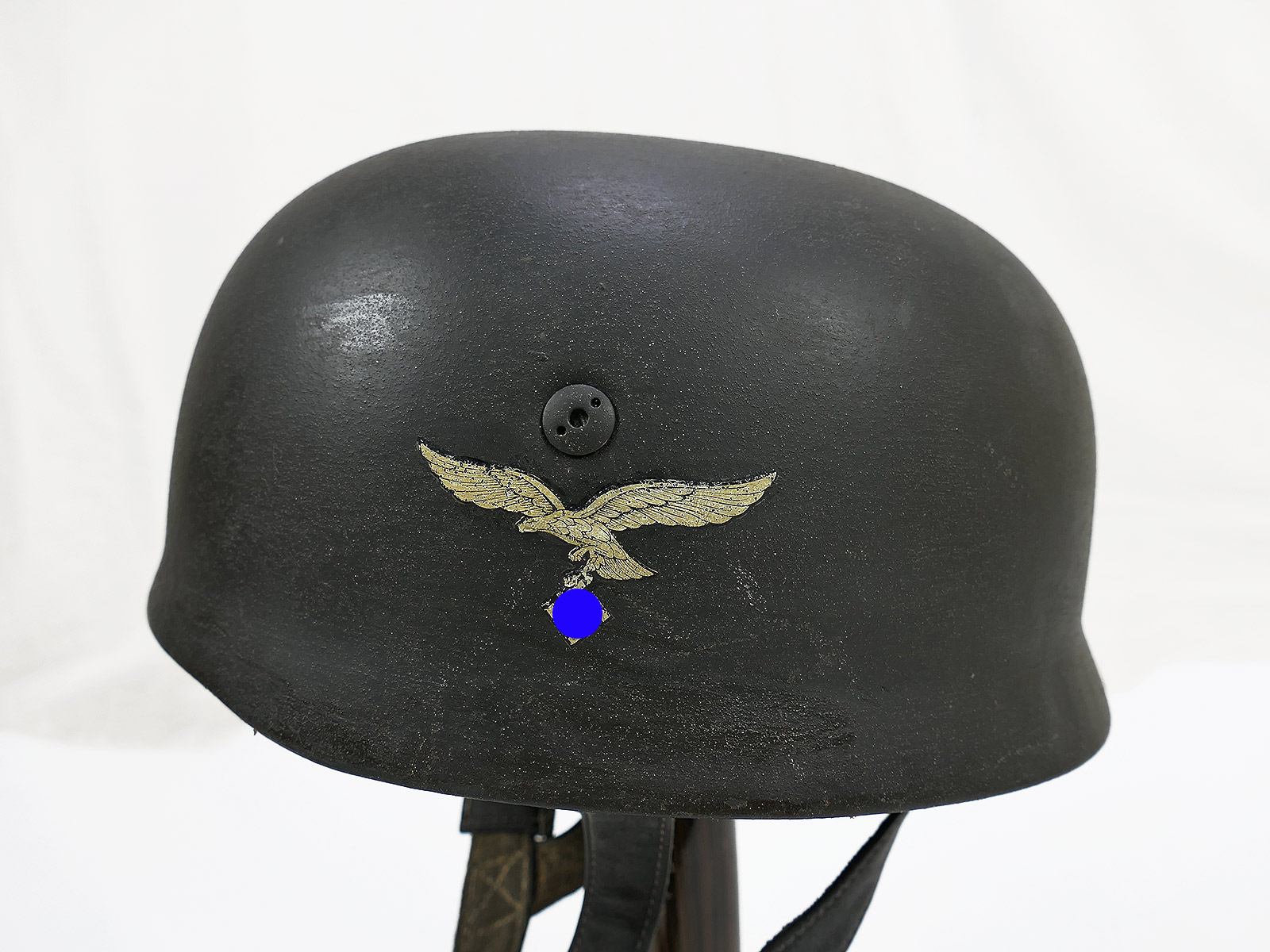 One-off item – Vintage camouflage paratrooper helmet, DD Stahlhelm M38, Luftwaffe paratrooper COLLECTION