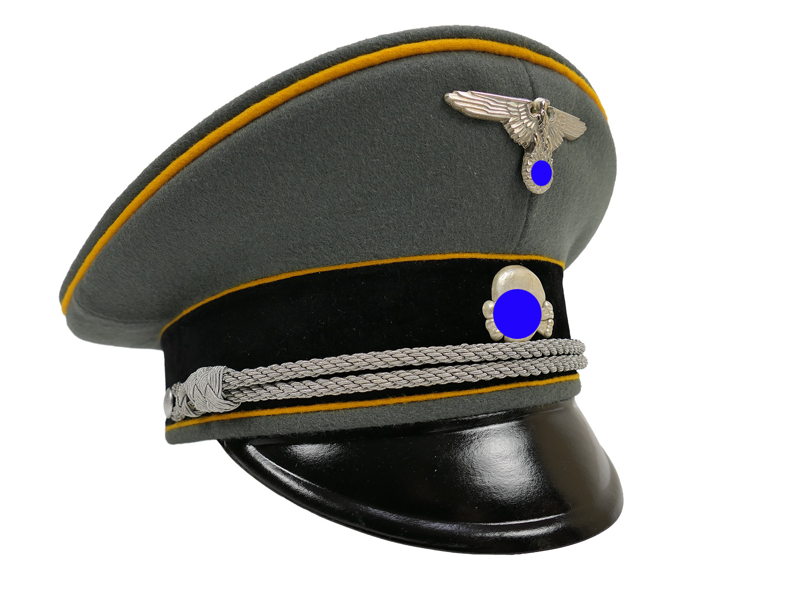 Waffen SS peaked cap, officer’s, cavalry, size 58 – top-quality museum-grade reproduction with metal detailing