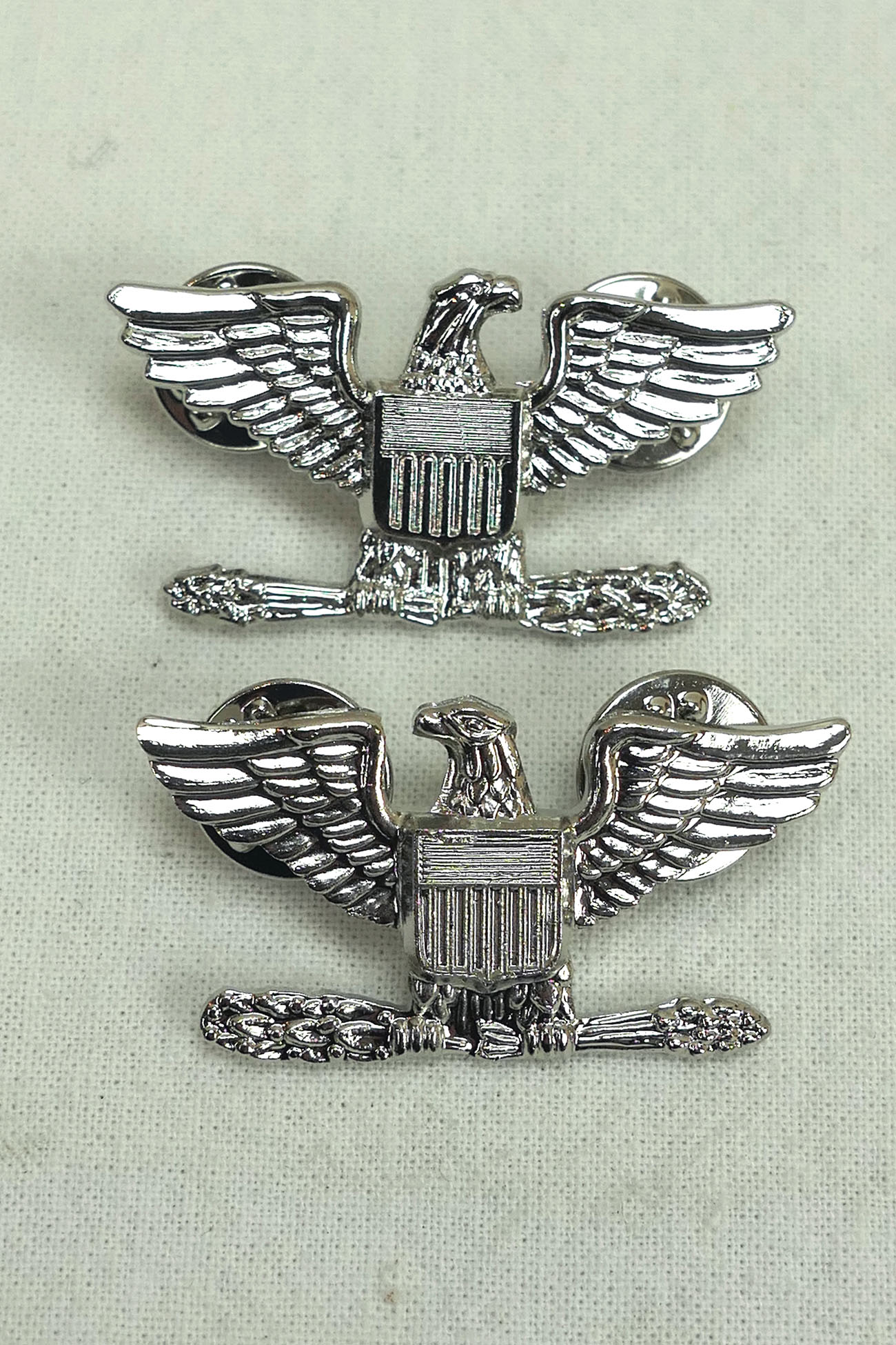 US Army Rank Badge Colonel 1x Pair Silver Plated Badge Insignia PIN
