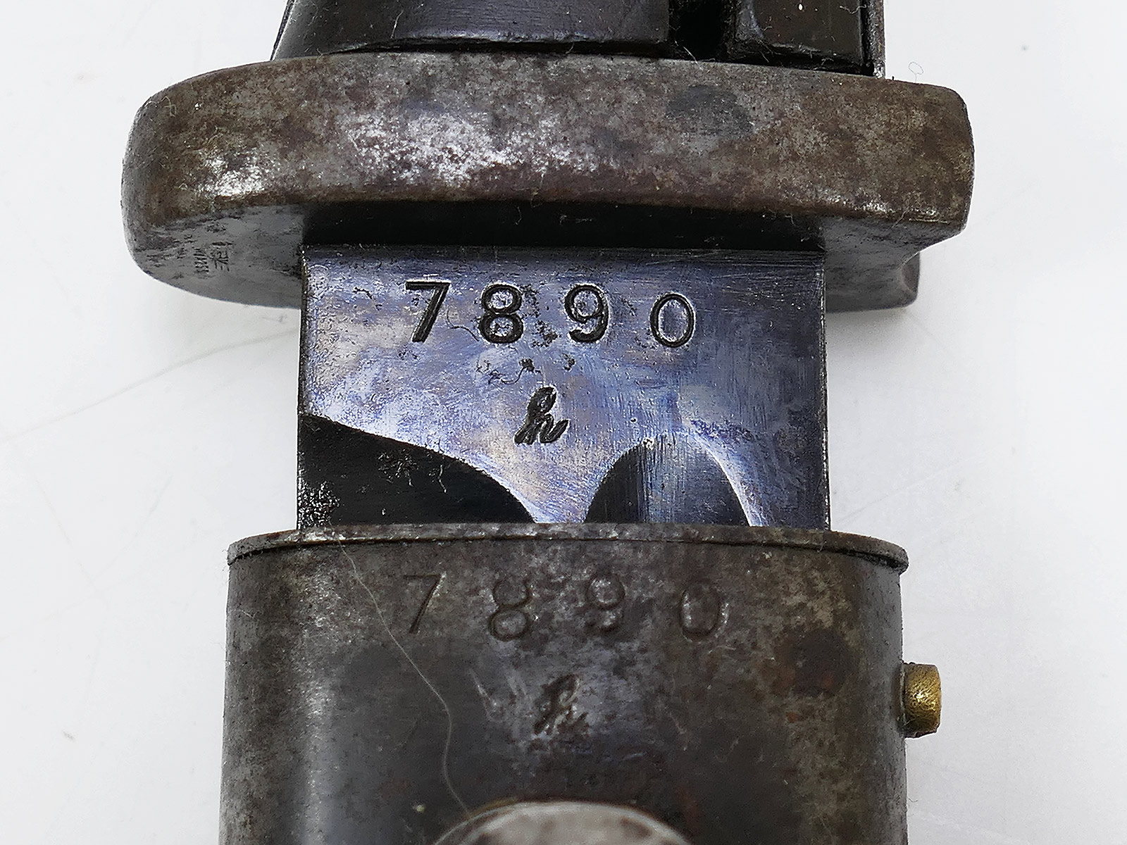Wehrmacht M84/98 K98 bayonet / side-mounted bayonet – matching serial numbers – Hörster 1938 – battle-worn