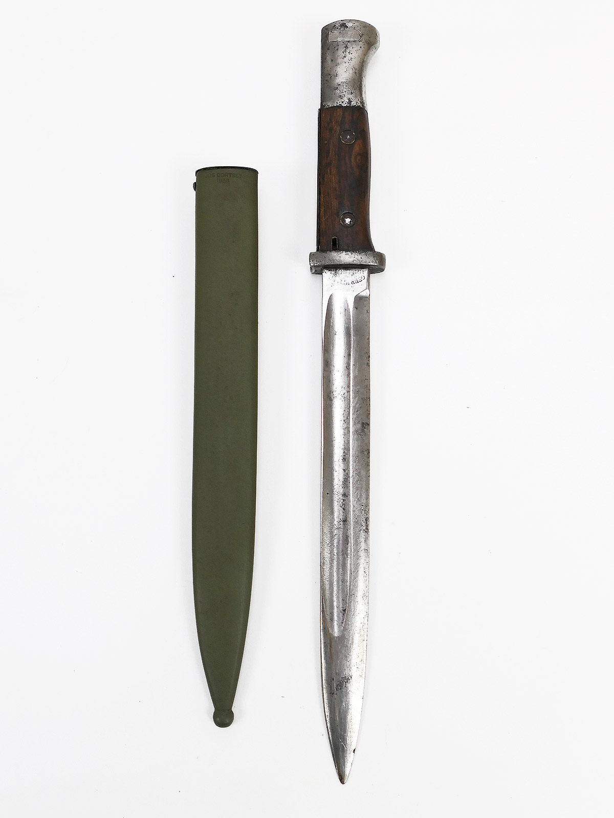 Original bayonet 1884/98 K98 sidearm Imperial acceptance 1917 with repro scabbard