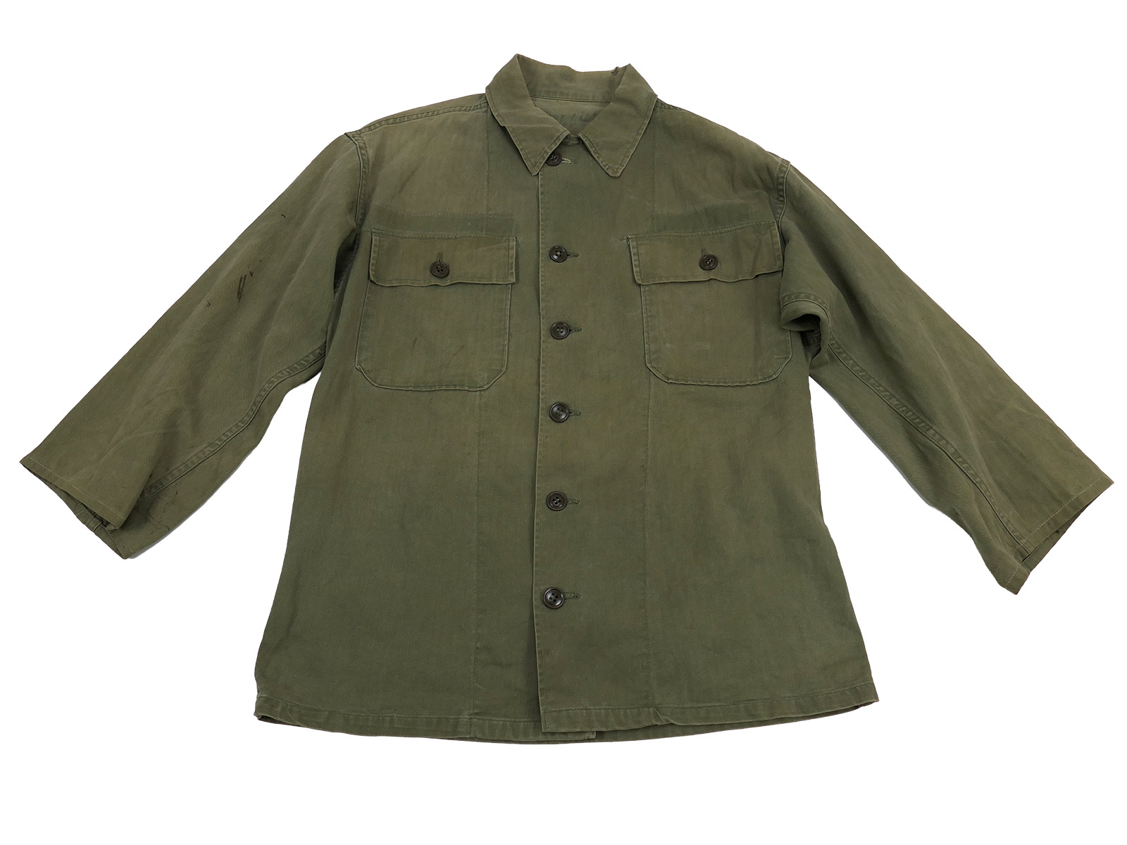 Original US Army WW2 M-1943 HBT Jacket, M-43, BATTLE-WORN