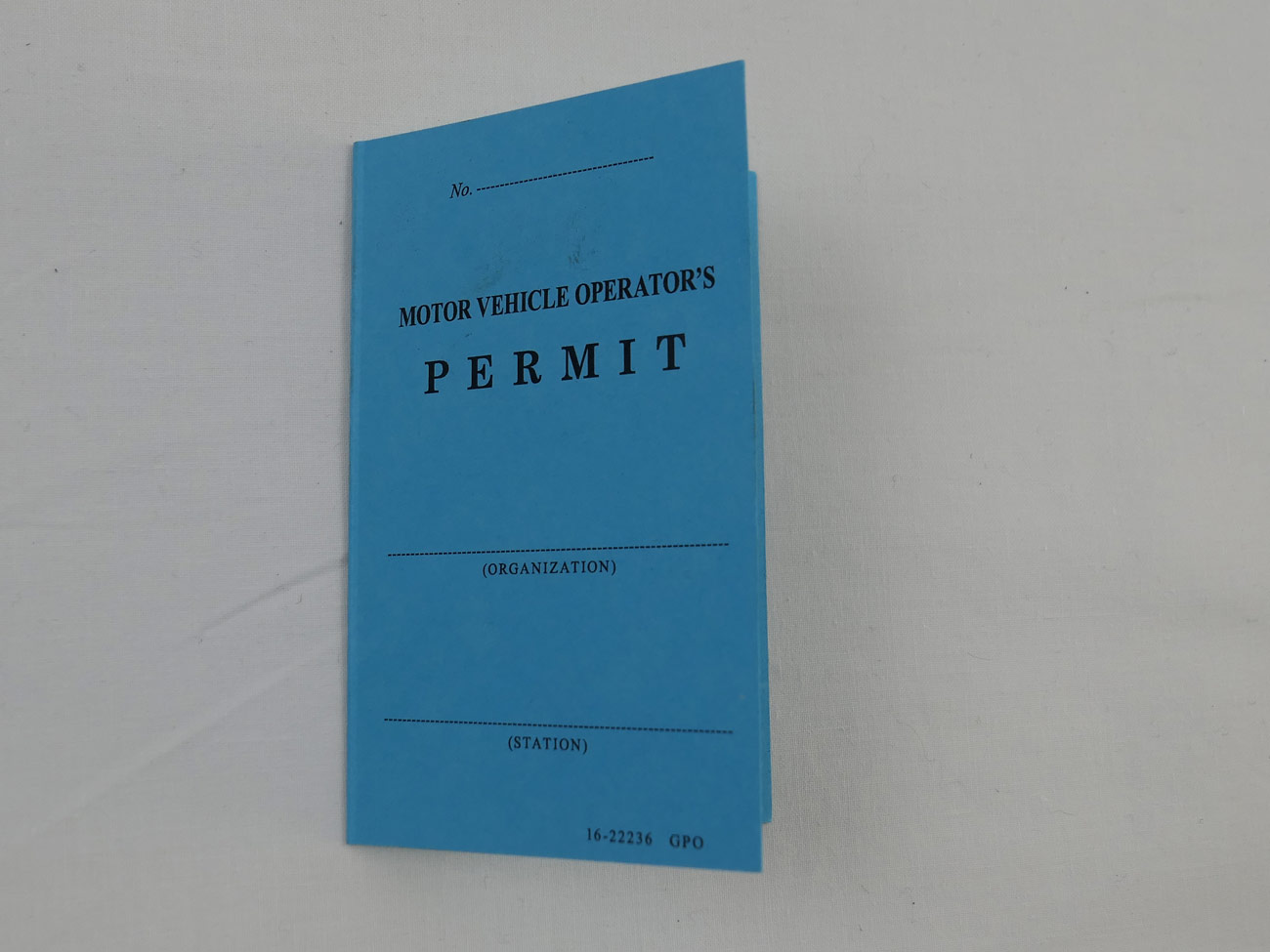 US ARMY WW2 driving license engine vehicle operator's permit
