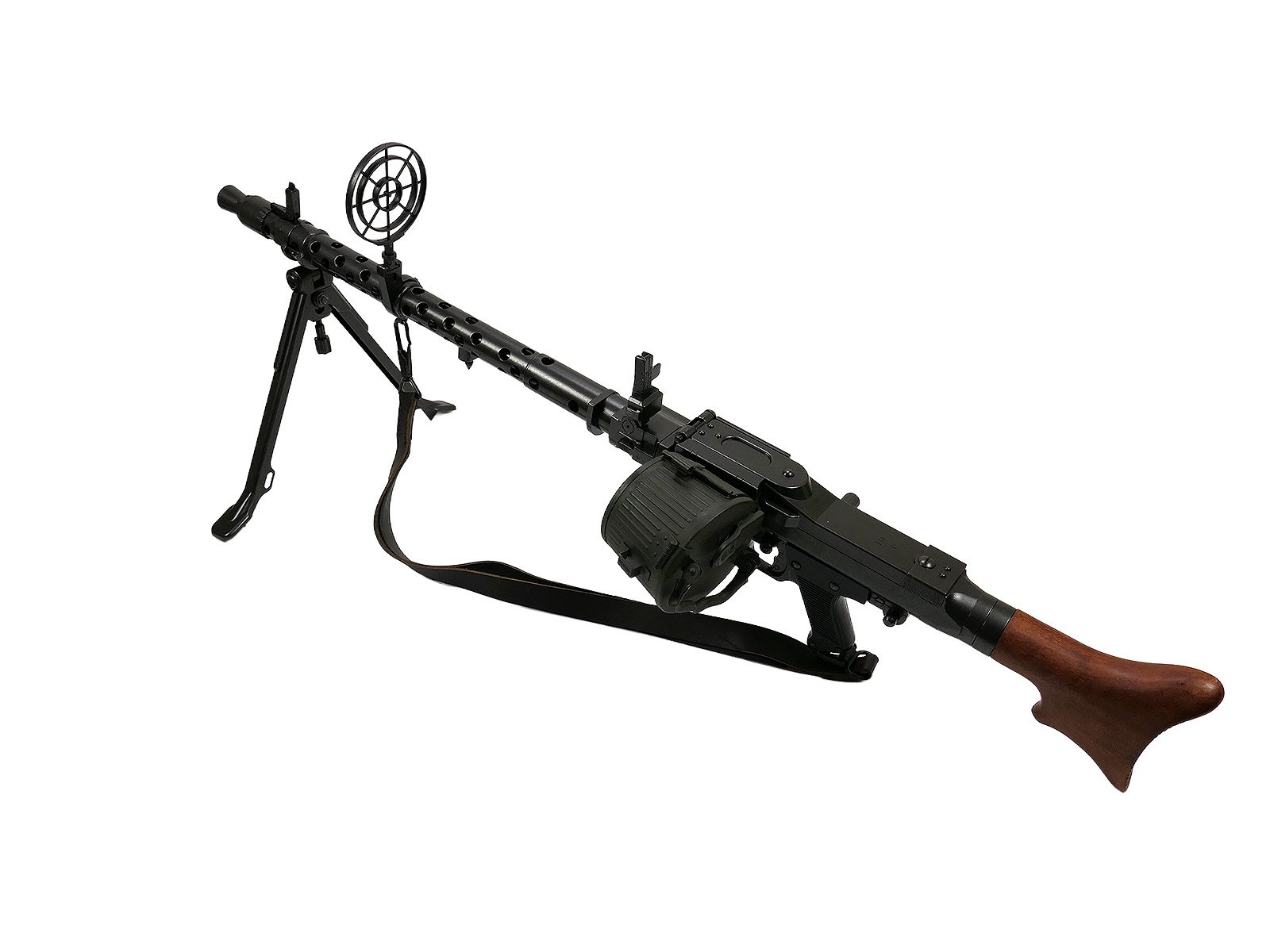 #2 VARIANT machine gun MG34 deco metal/wood model with pilot circular front sight conversion belt drum / belt
