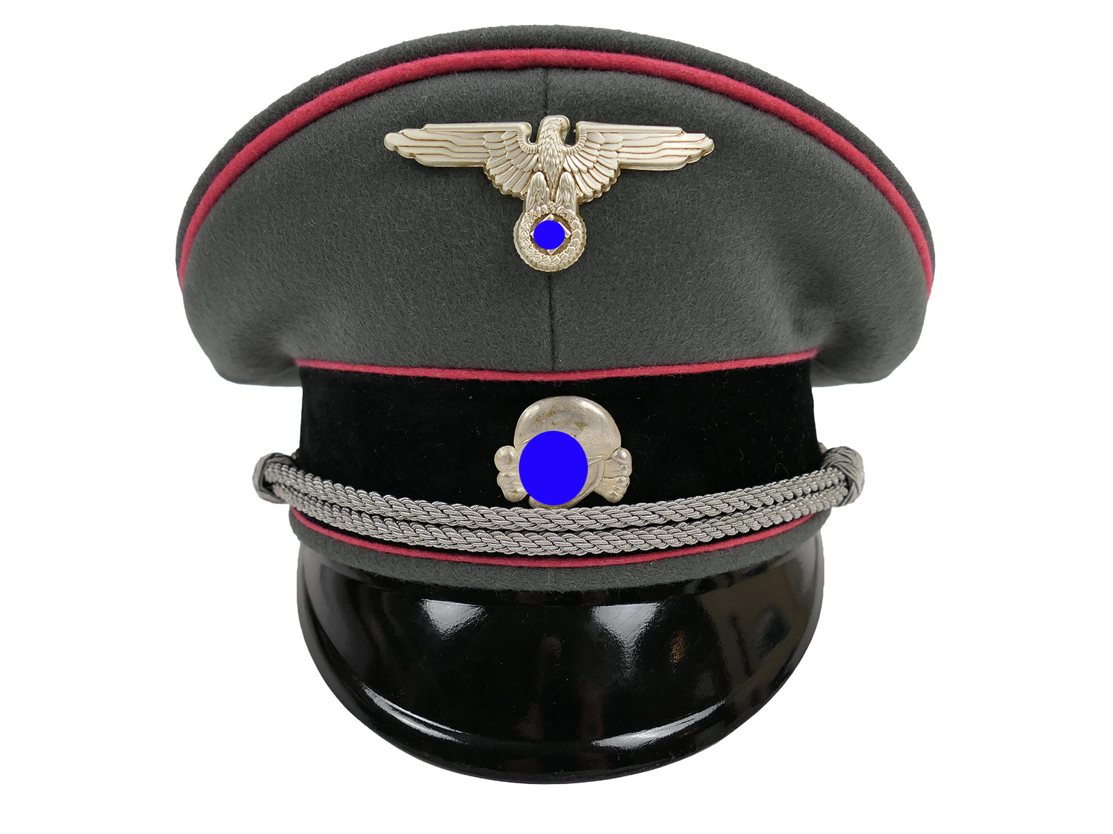 Waffen SS peaked cap, officer’s, PANZERTRUPPE, size 58 – top-quality museum-grade reproduction with metal detailing