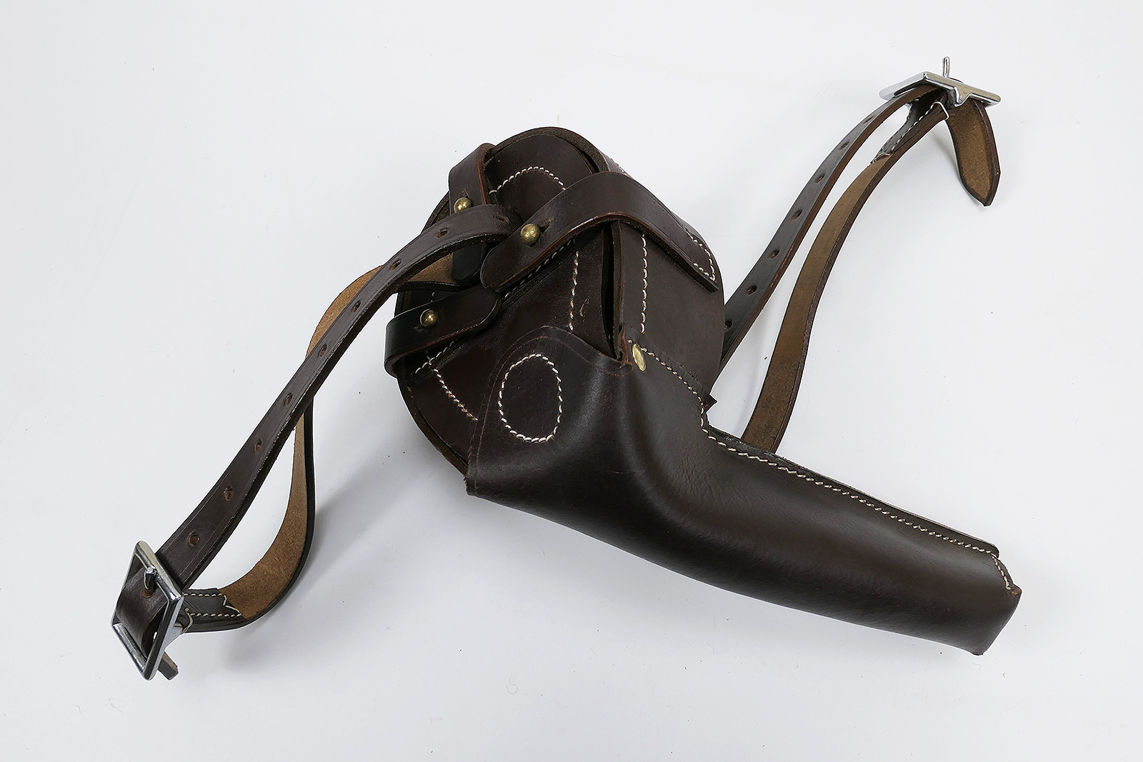 Magazine pouch holster for P08 drum magazine leather brown