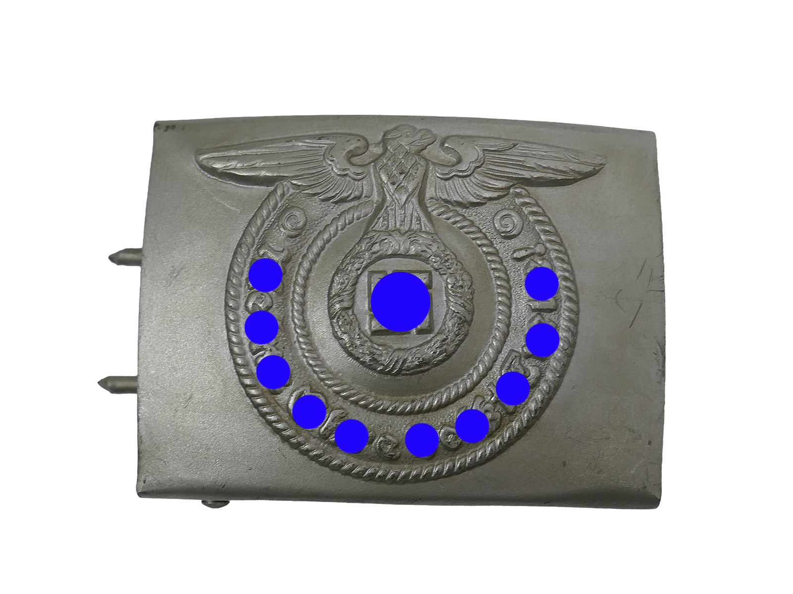 Waffen SS RZM 36/42 belt buckle, steel, with a beautiful patina – COLLECTION BATTLE WORN
