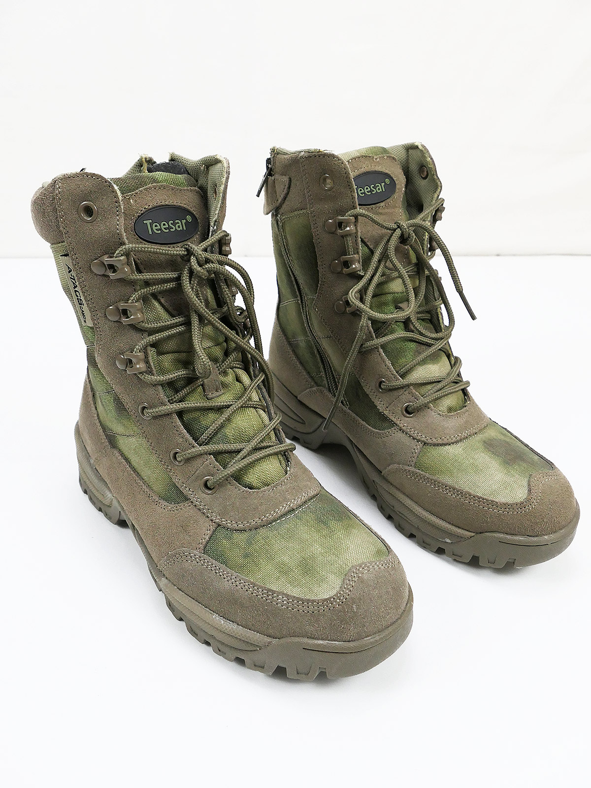P1424047 TEESAR Tactical Boots with YKK Zipper A-Tacs Camo Insert Boots Size 42 / US 9