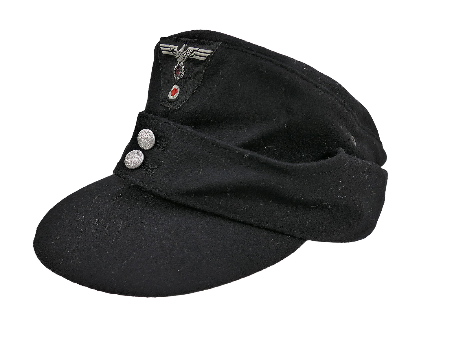 Wehrmacht M43 tank cap, M1943 field cap with trapezium-shaped insignia and cap eagle, size 57, denazified
