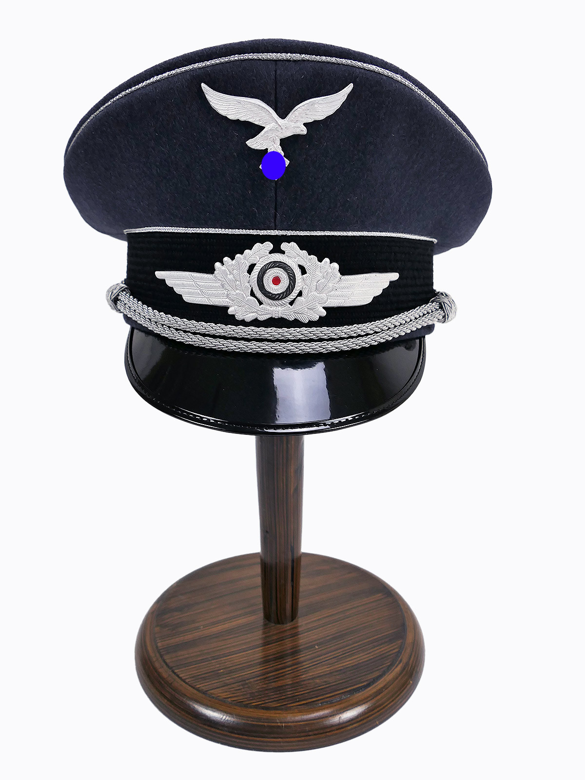 P1704387 Wehrmacht LUFTWAFFE peaked cap general size 59 with metal effects made of vintage wool cloth