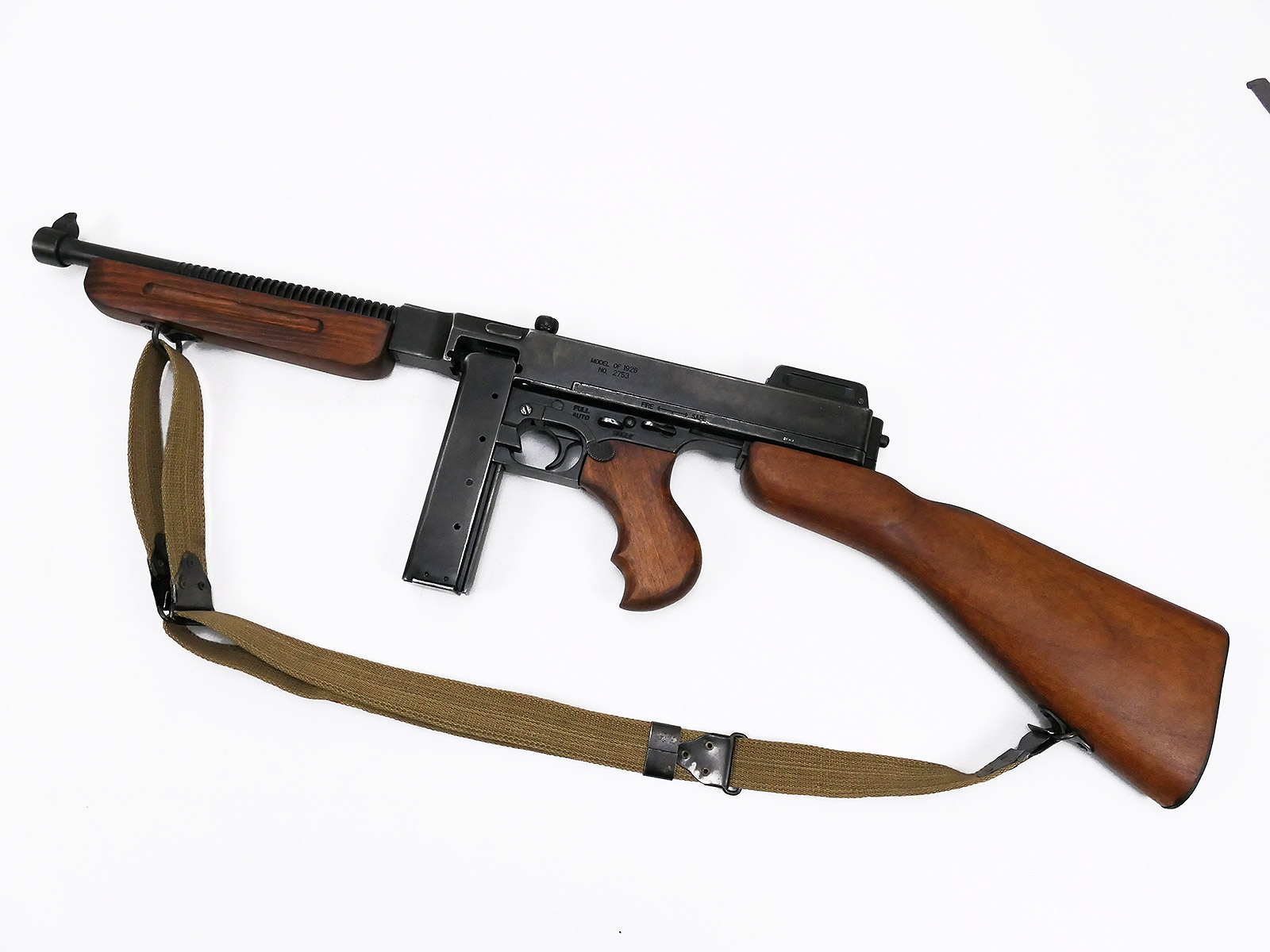 US Army Thompson M1A1 MP deco model film gun antique look with carrying strap