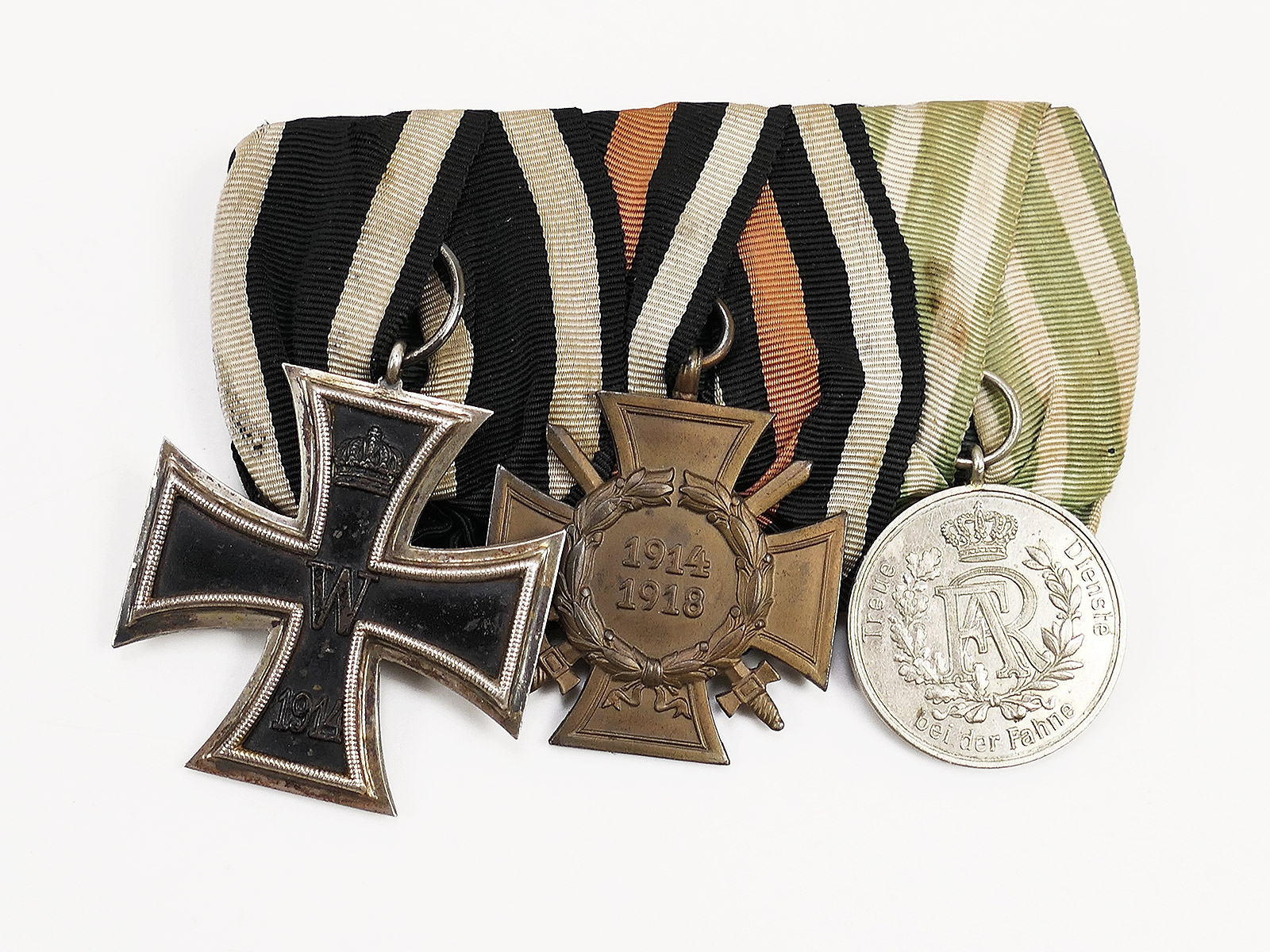 WW1 Iron Cross 2nd Class 1914 EK2 bar / Cross of Honour for Frontline Combatants – 9 Years of Loyal Service to Saxony
