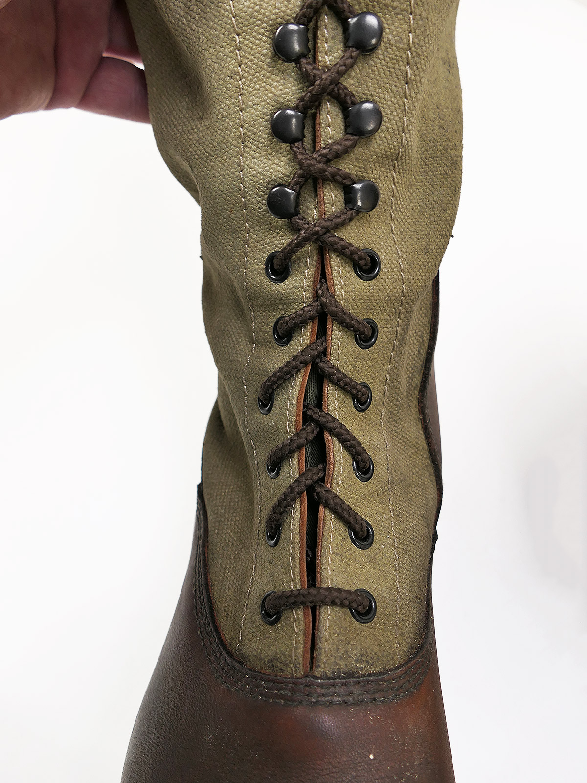 Single pair – Wehrmacht DAK high-top tropical boots, Afrika Korps boots, size 46, COLLECTION BATTLE WORN