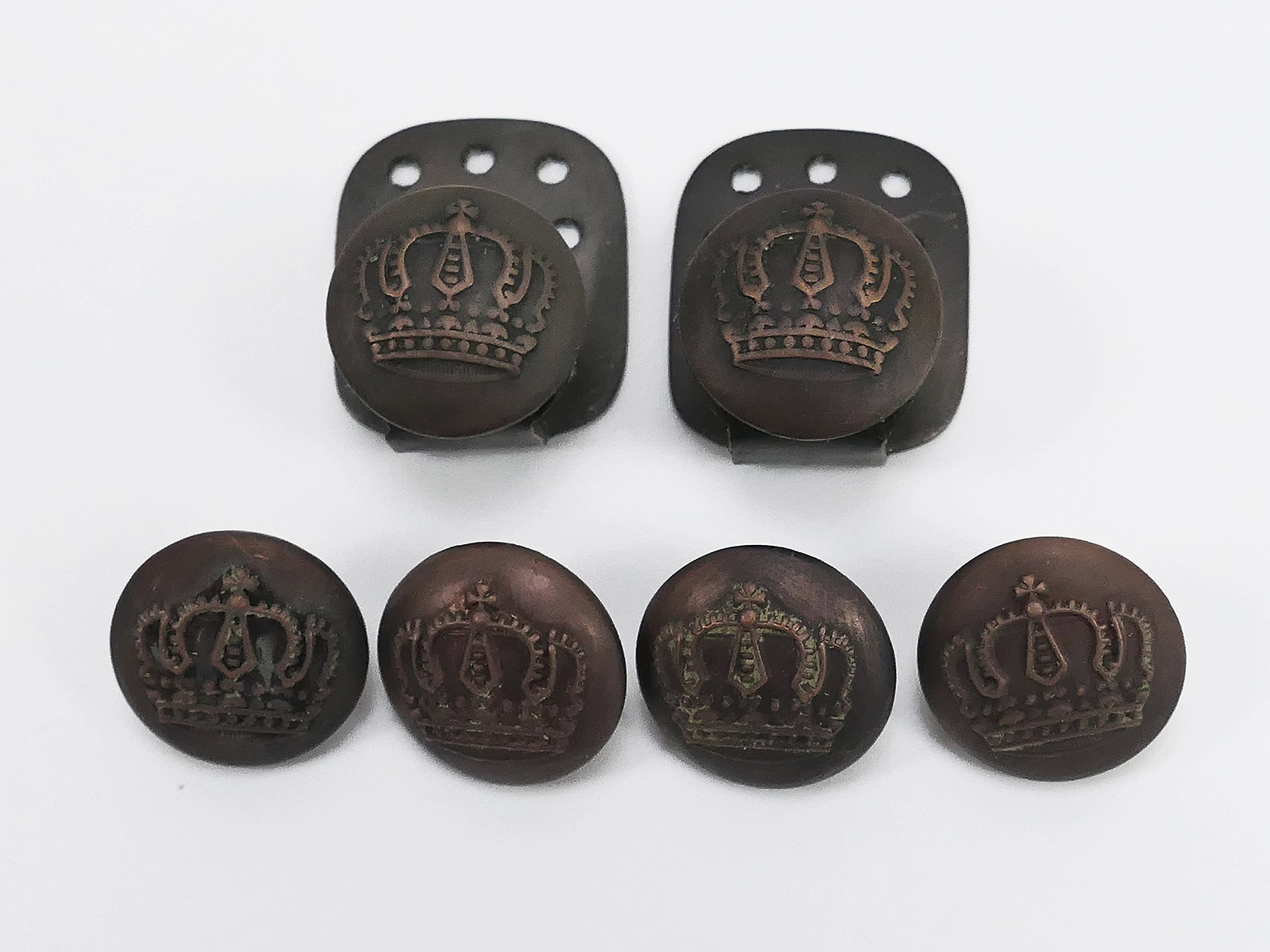 P1760551 WK1 set of buttons for the field blouse M1915 2x lapels 4x pockets epaulettes button tombac