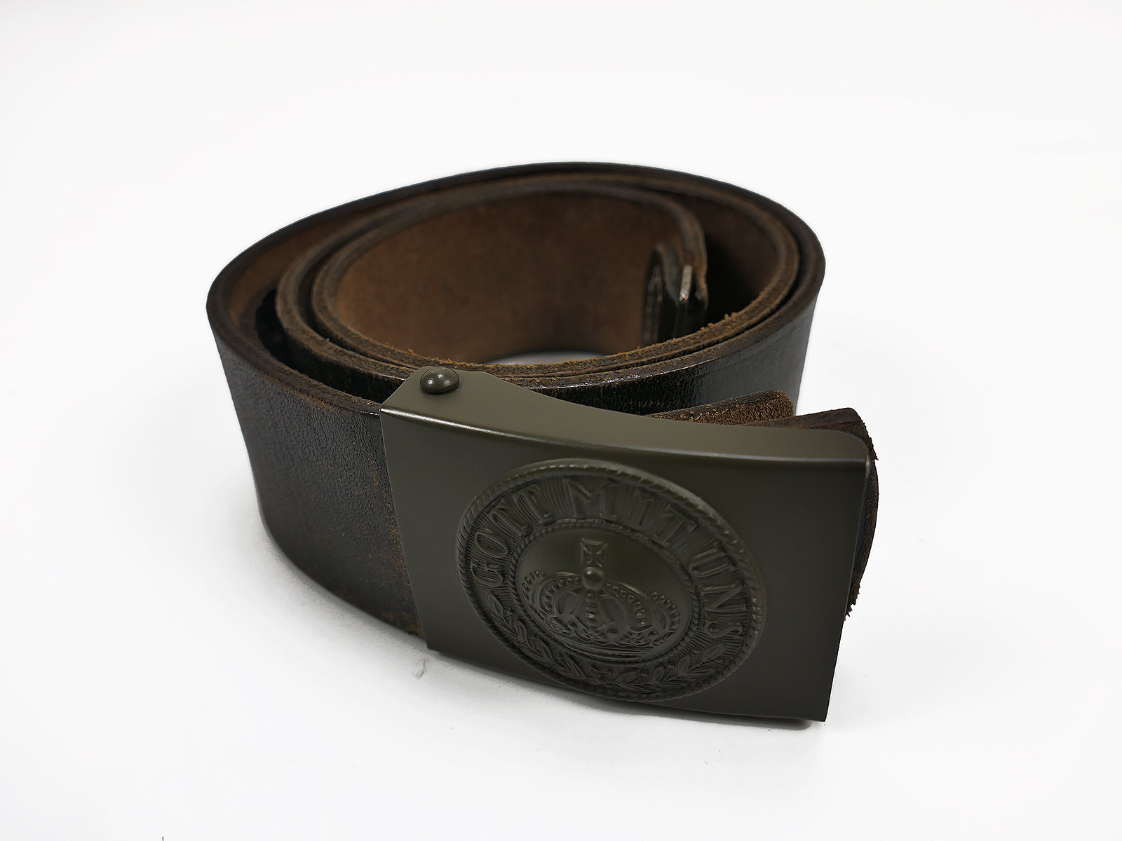 Single piece WK1 Prussian belt / belt strap leather belt with belt lock God with us