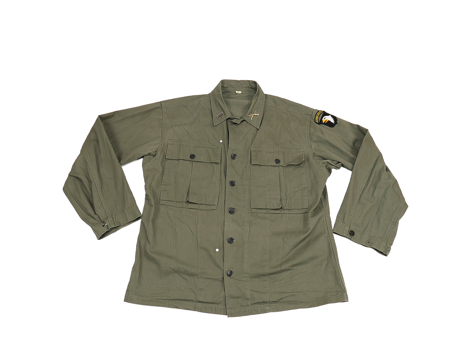 One-off item – US WW2 HBT jacket, herringbone field jacket, 82nd Airborne, size Large