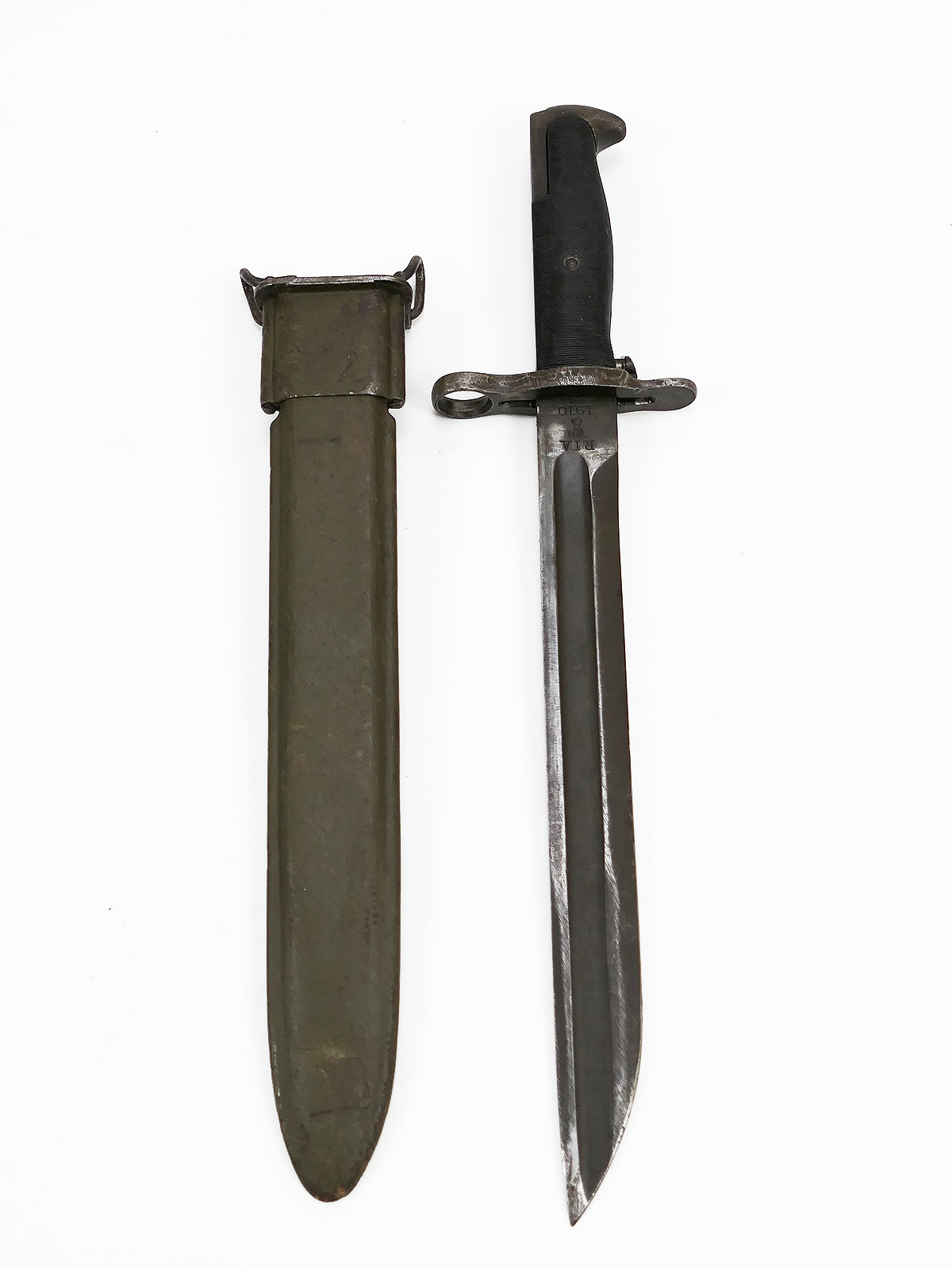 Original WW1 US bayonet M1910 RIA Rock Island Armory shortened blade with scabbard