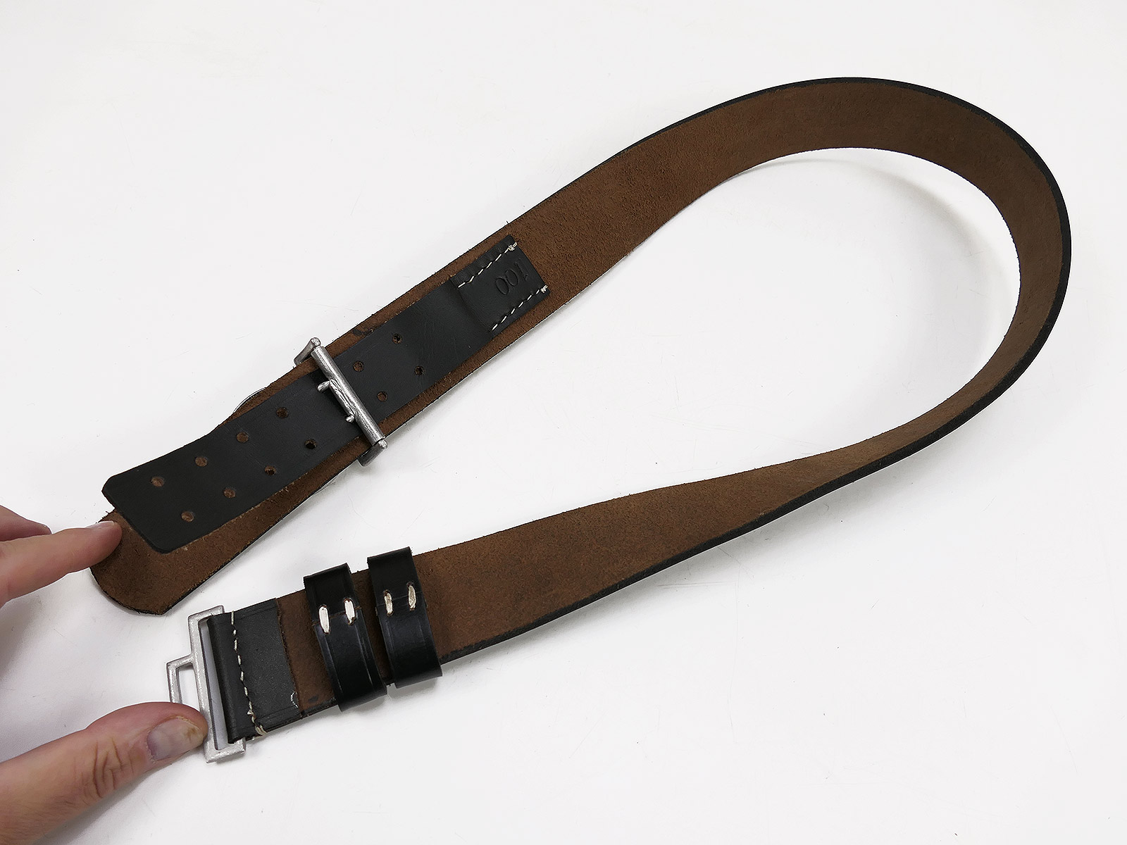Waffen-SS Führer belt with belt buckle, 100 cm long, leather belt, officer’s Führer belt buckle, COLLECTION