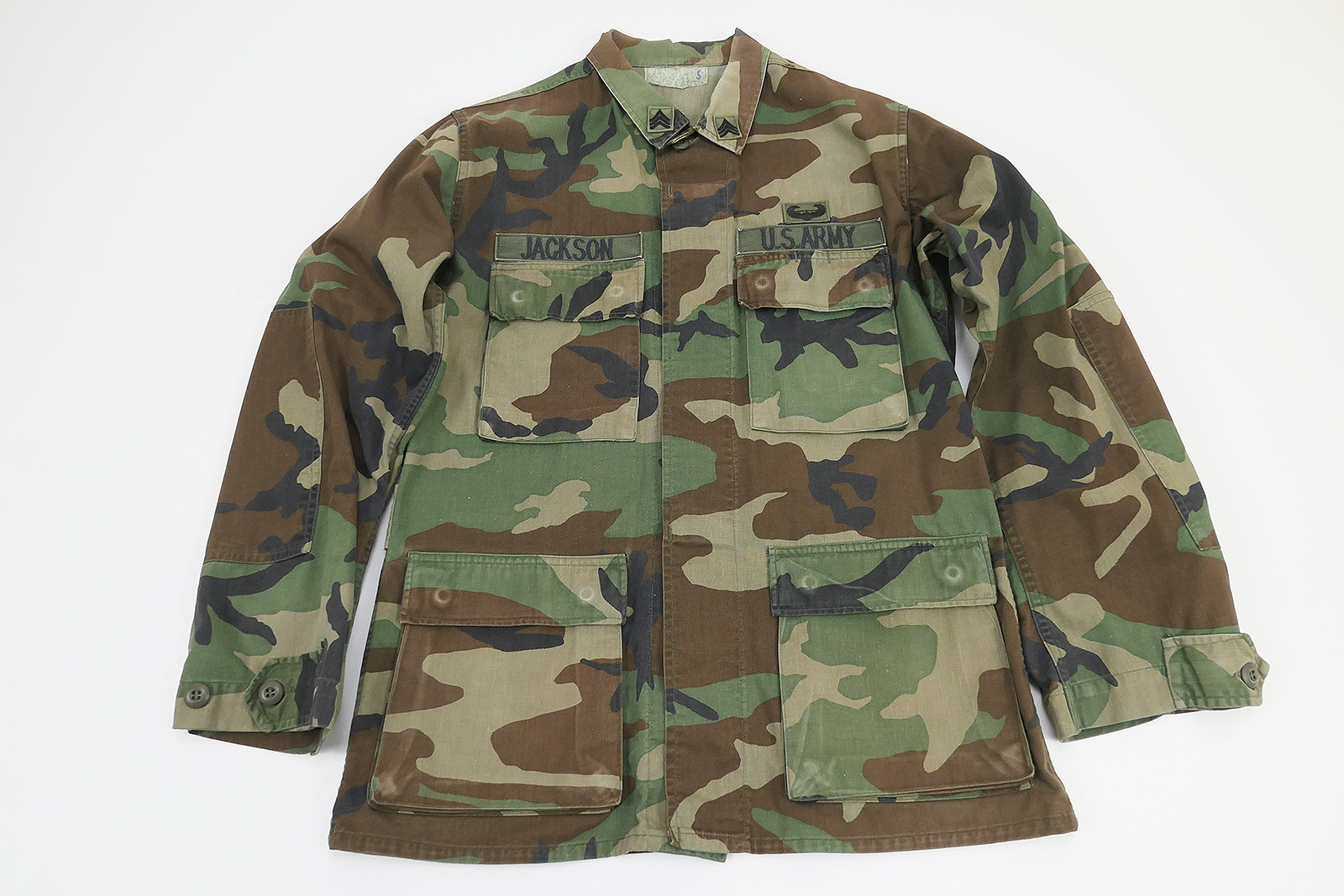 P1540467 US Army Field Shirt Coat Camouflage Woodland Hot Weather - with measurements